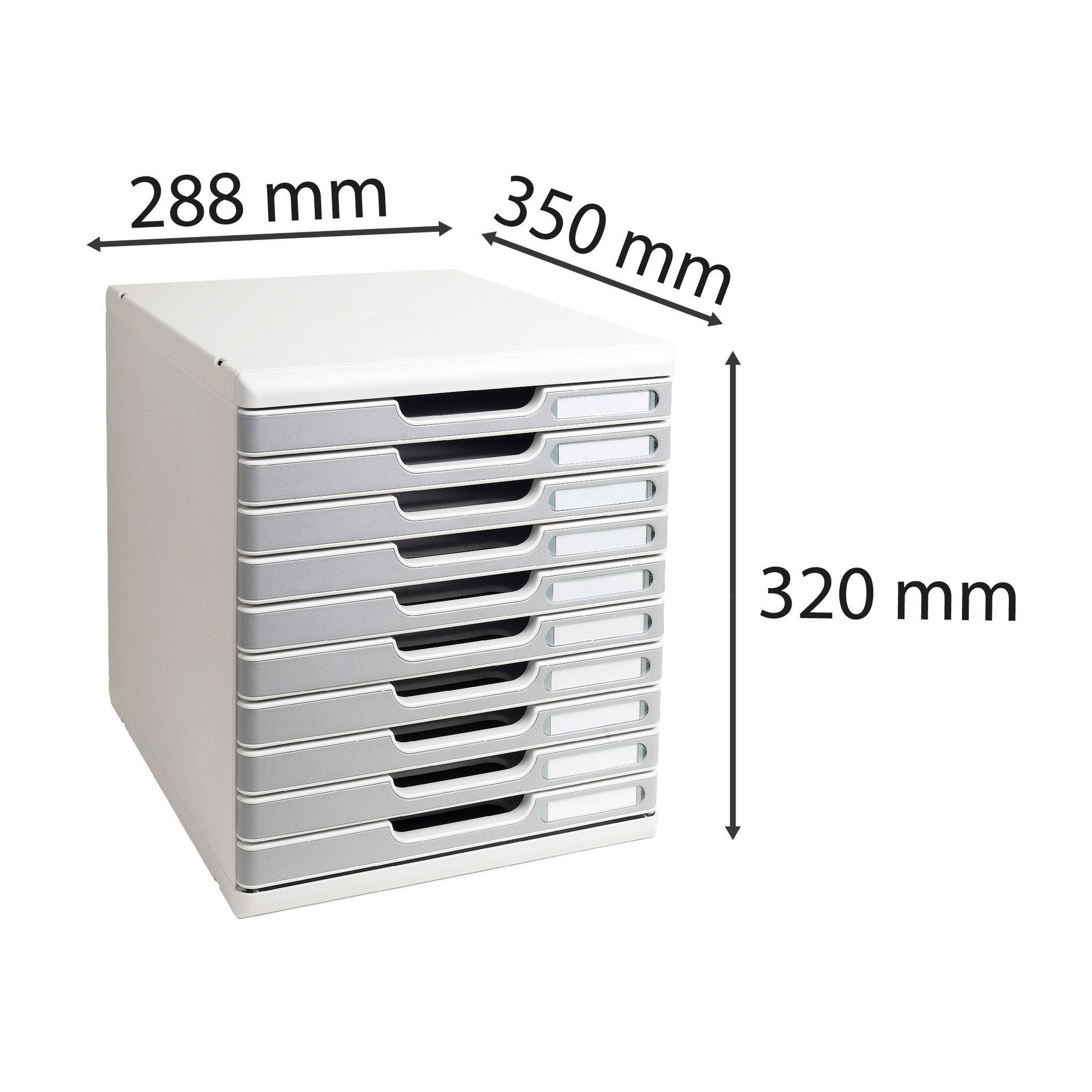 Exacompta Modulo A4, 10 geschlossene Schubladen, Office - Steingrau - 302041D