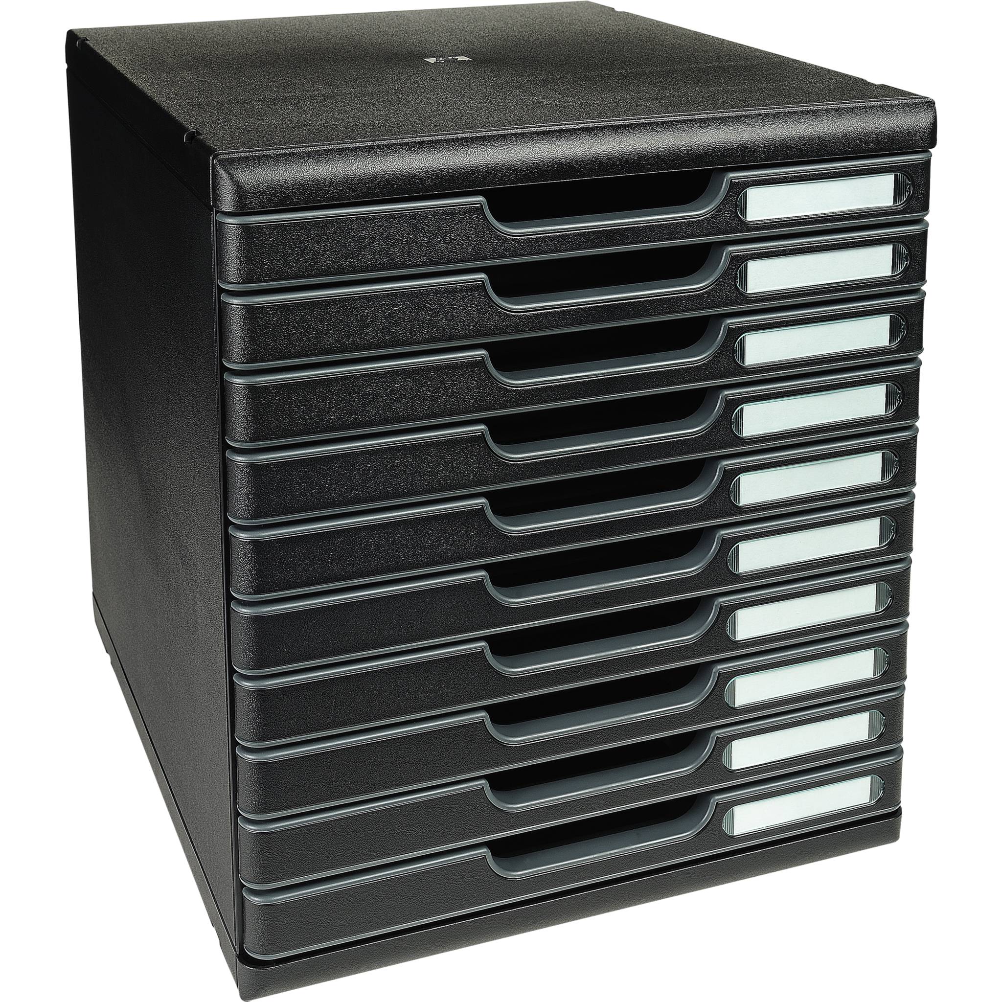Exacompta Schubladenbox MODULO A4, 10 geschlossene Schubladen, Schwarz, 302414D