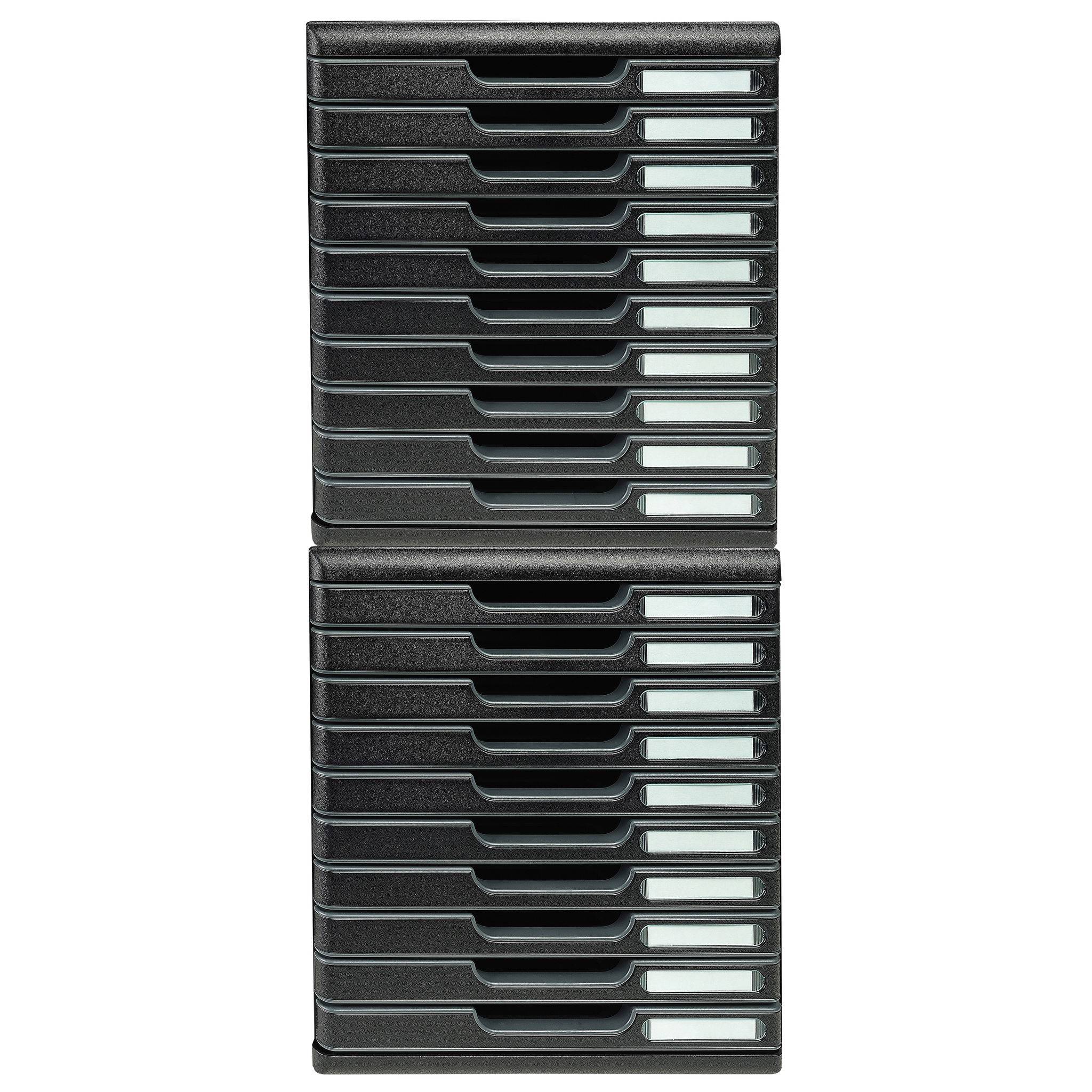 Exacompta Schubladenbox MODULO A4, 10 geschlossene Schubladen, Schwarz, 302414D