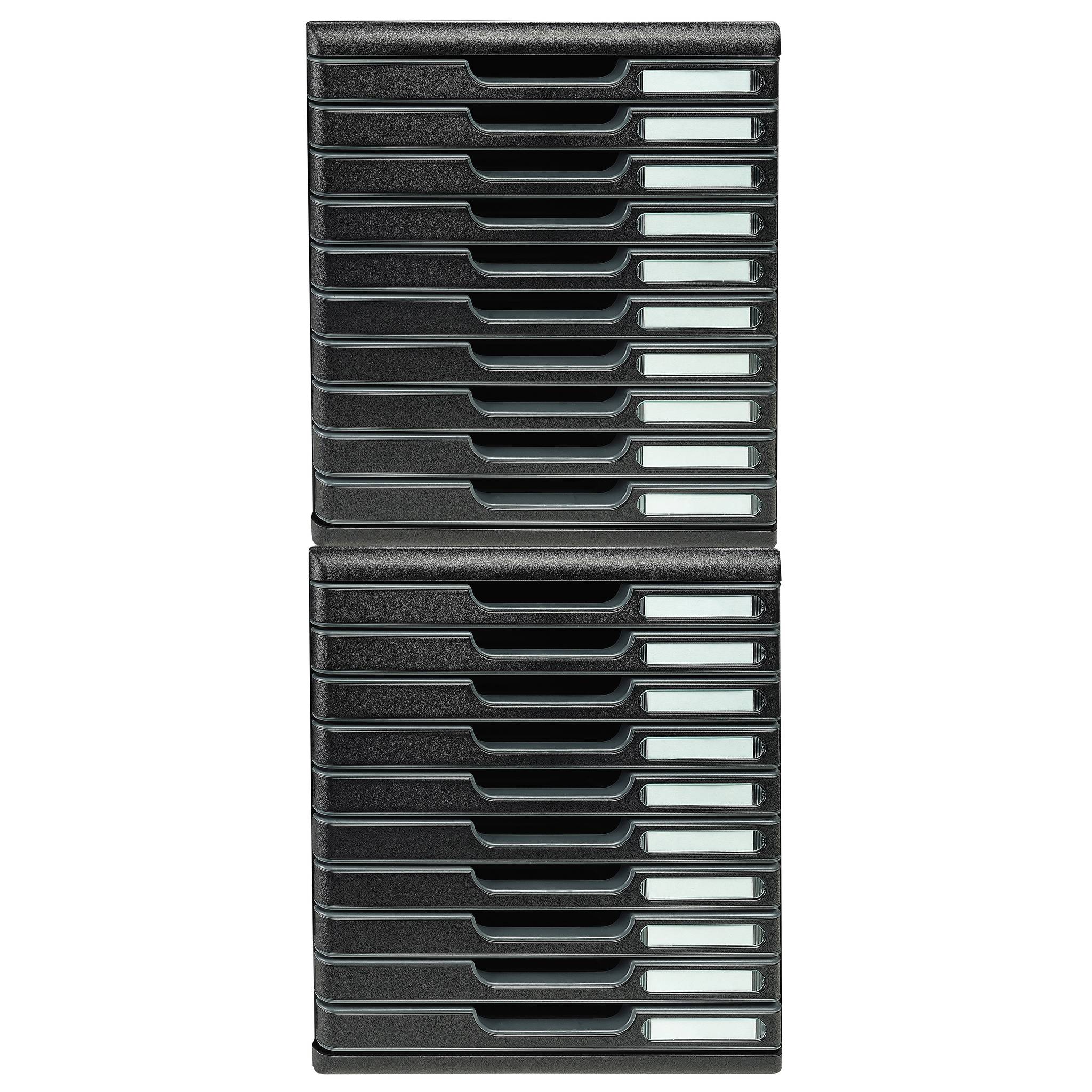 Exacompta Schubladenbox MODULO A4, 10 geschlossene Schubladen, Schwarz, 302414D