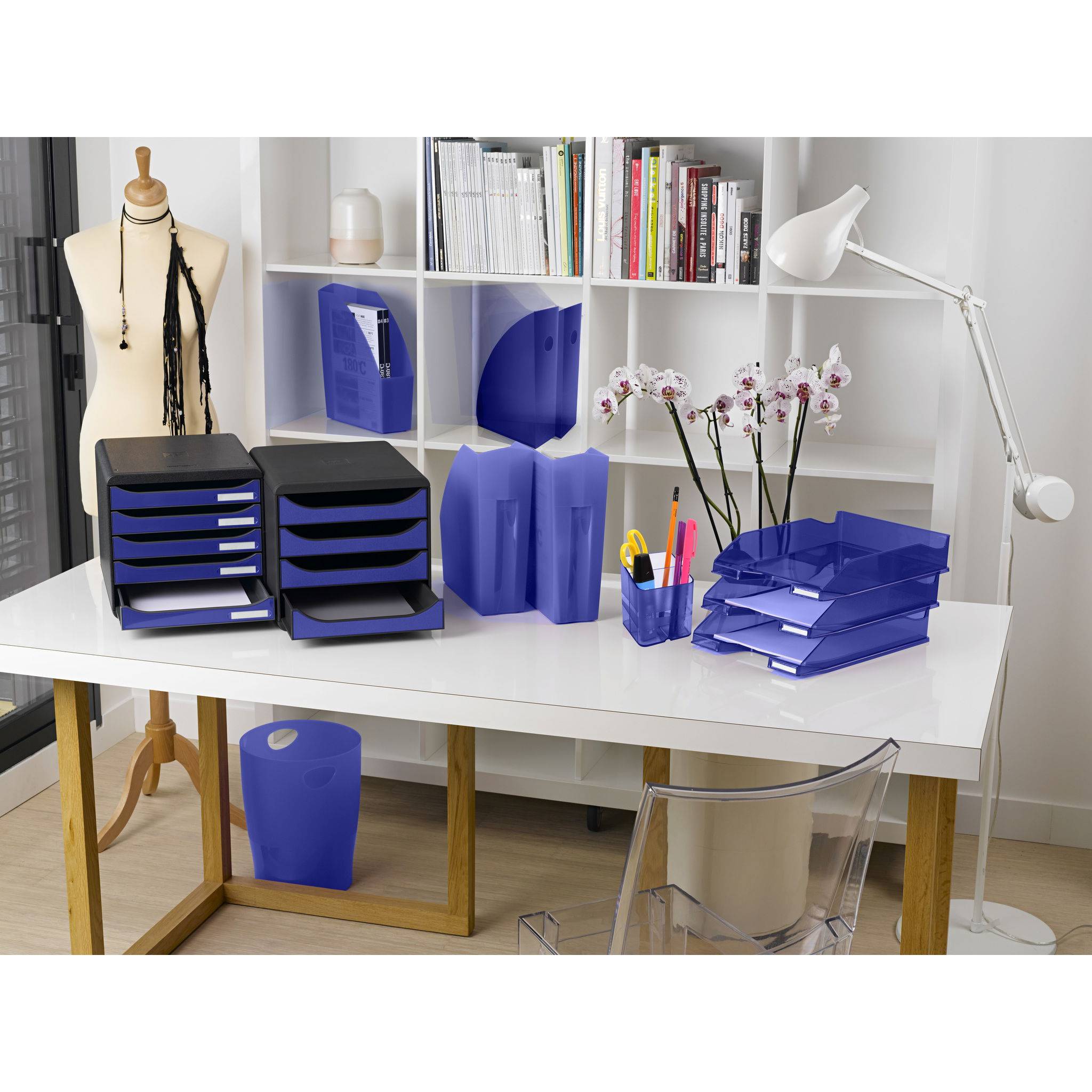 Exacompta Schubladenbox Big Box Plus 5 offene Schubladen blau glossy 3097203D