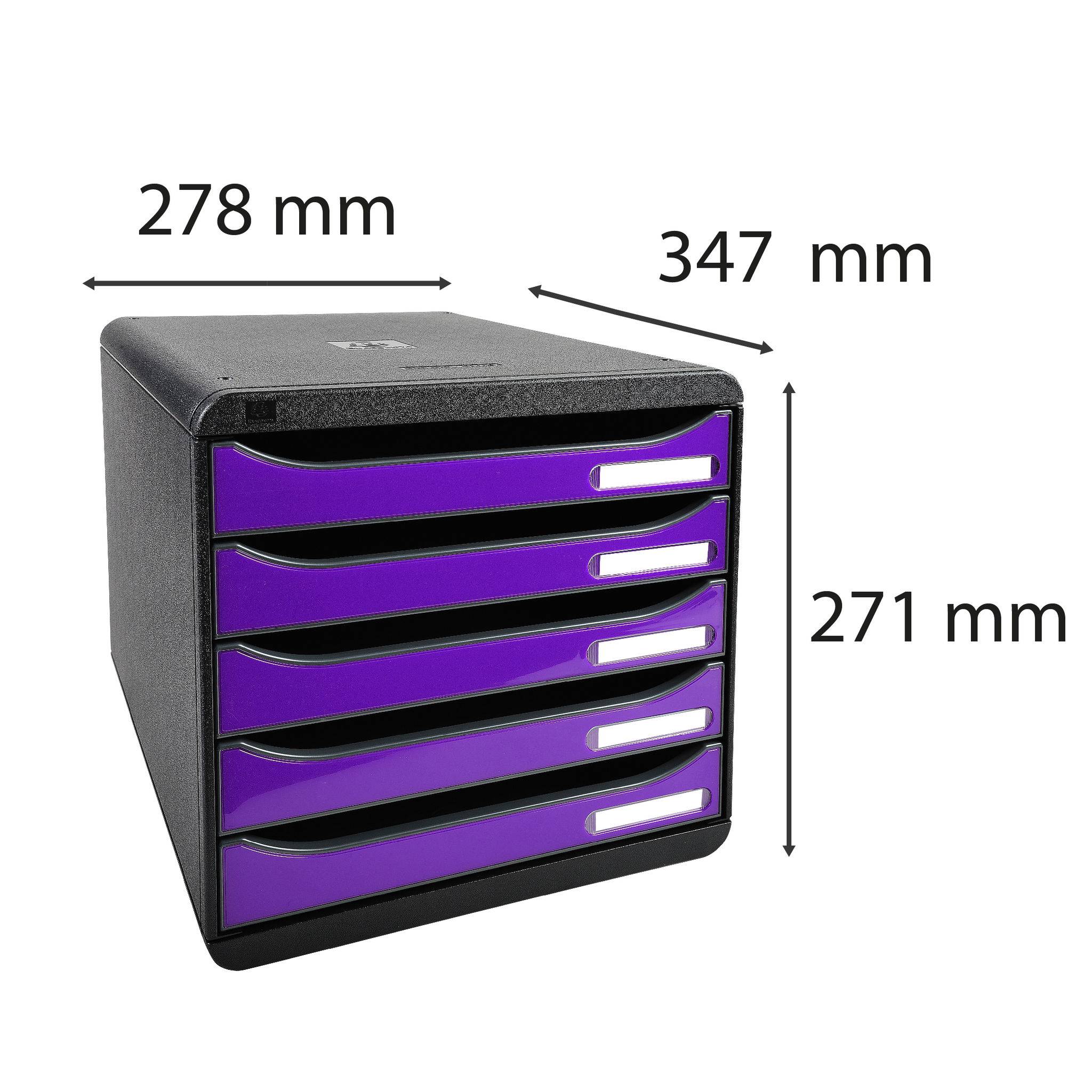 Exacompta Schubladenbox Big Box Plus 5 offene Schubladen Violett Glossy 3097220D