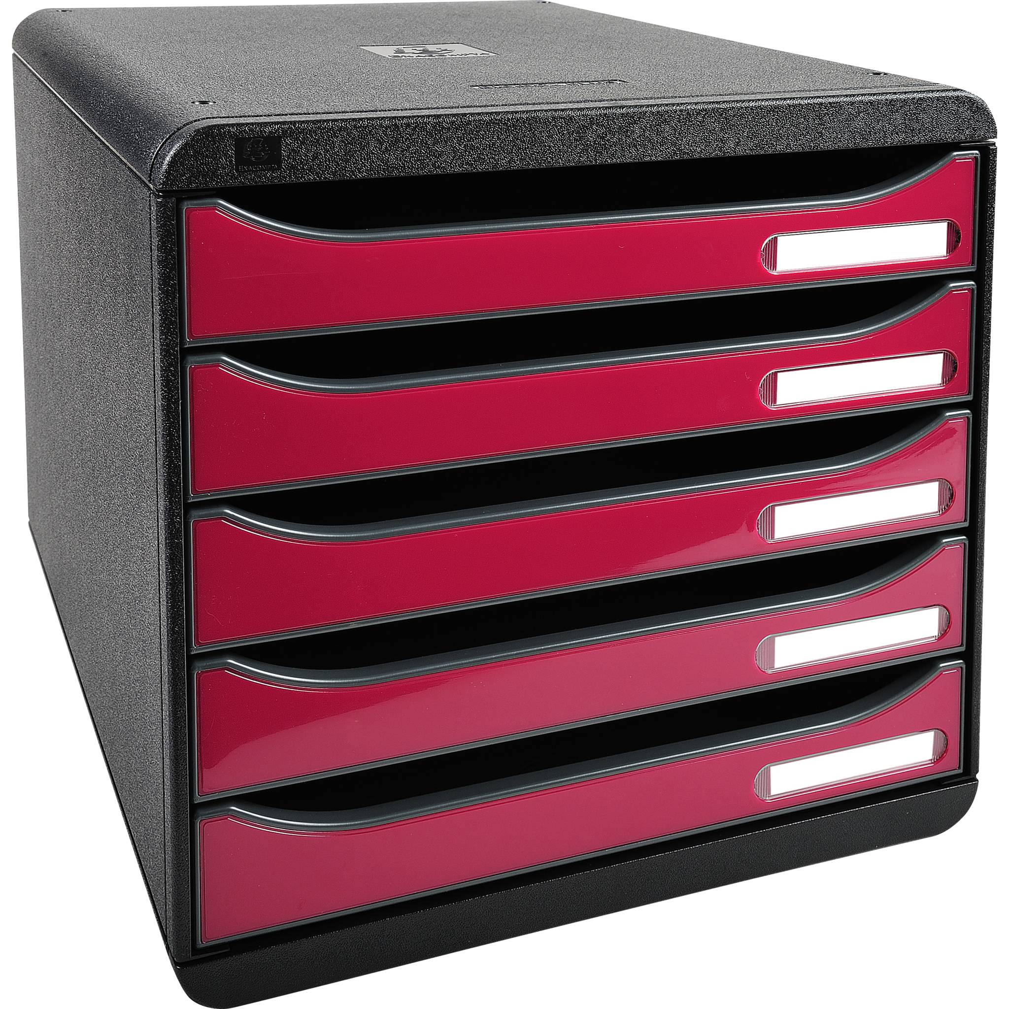 Exacompta Schubladenbox Big Box Plus 5 offene Schubladen Himbeer glossy 3097284D