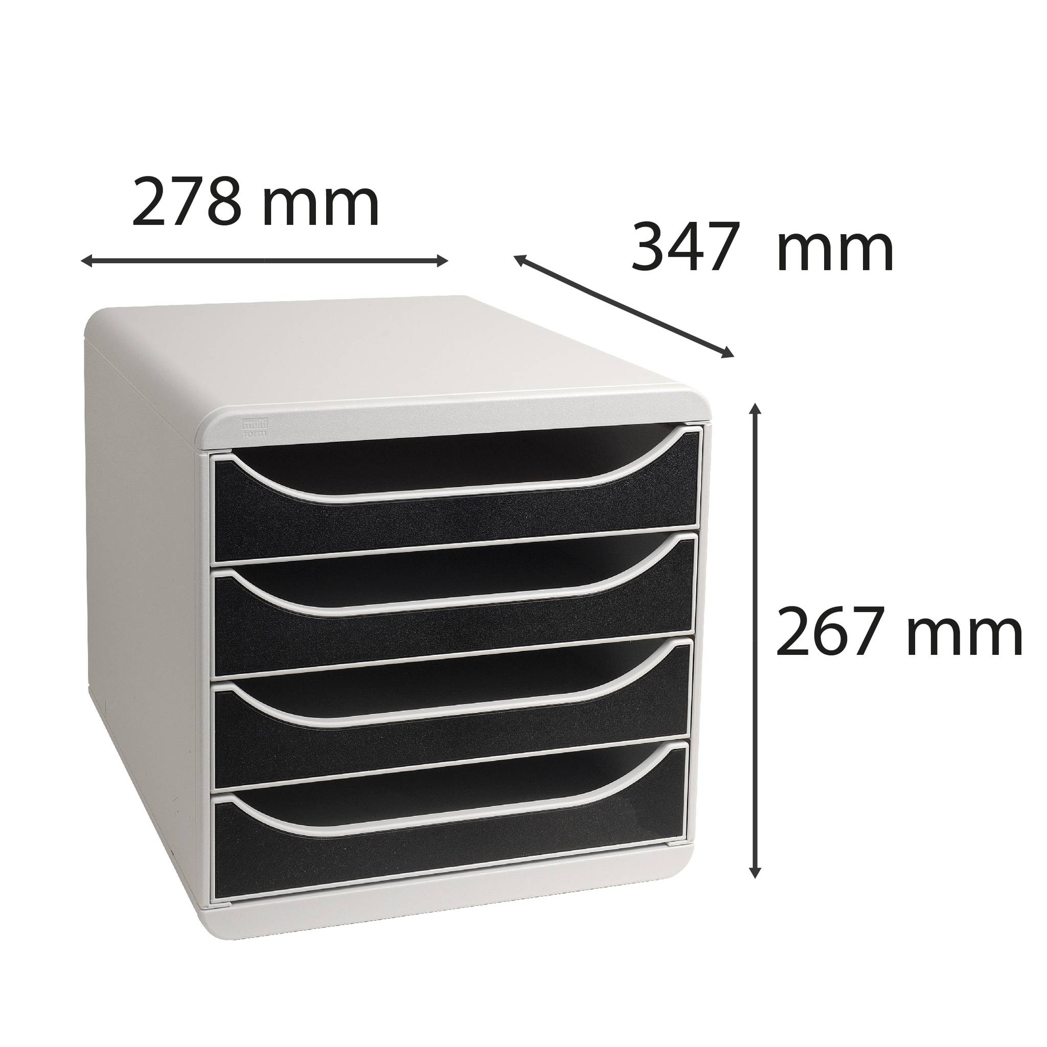 Exacompta Schubladenbox Big Box Plus 4 offene Schubladen Office Schwarz 310014D