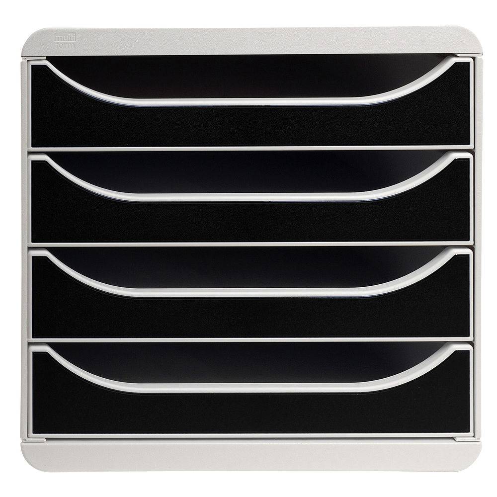 Exacompta Schubladenbox Big Box Plus 4 offene Schubladen Office Schwarz 310014D