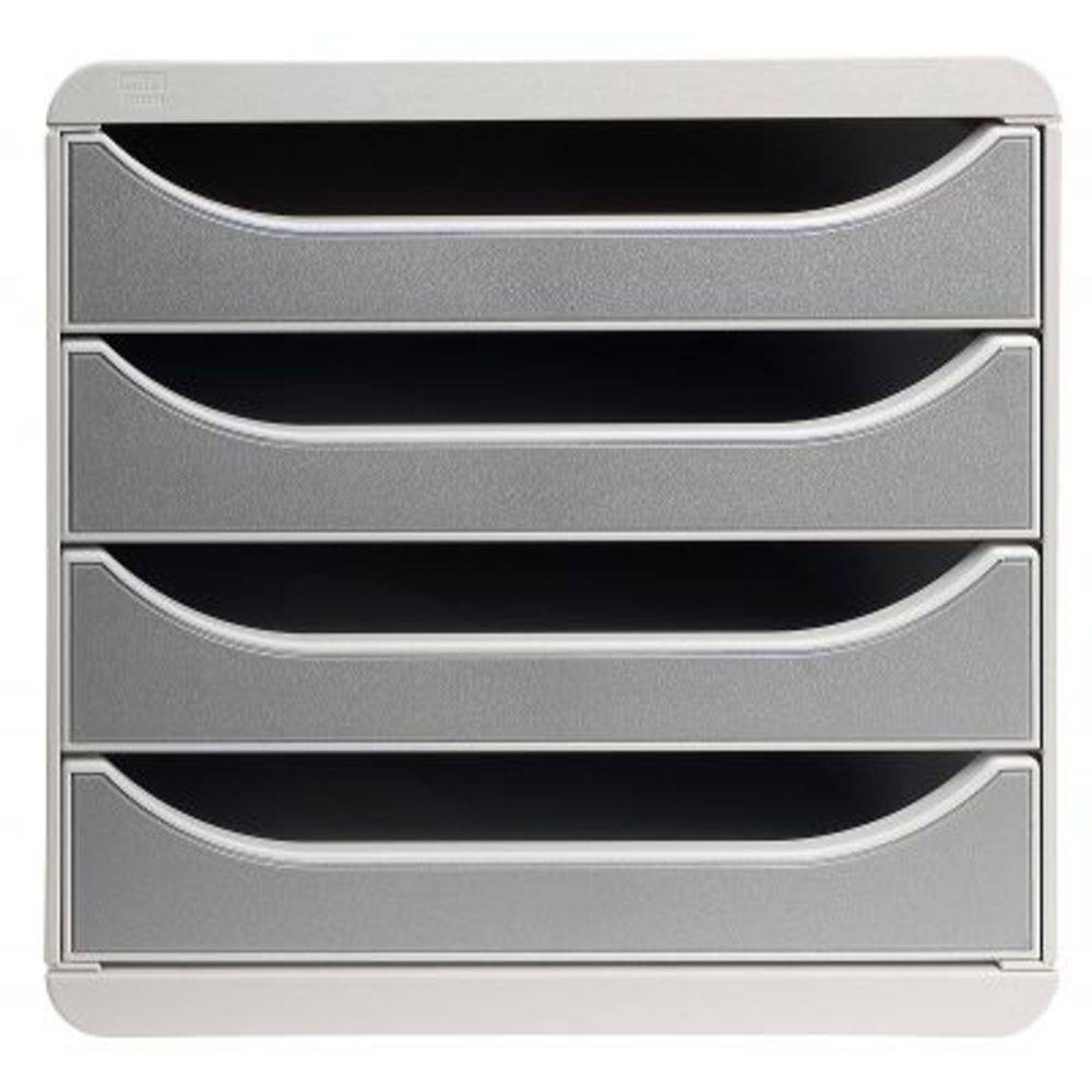 Exacompta Schubladenbox Big Box Plus 4 offene Schubladen Lichtgrau 310041D