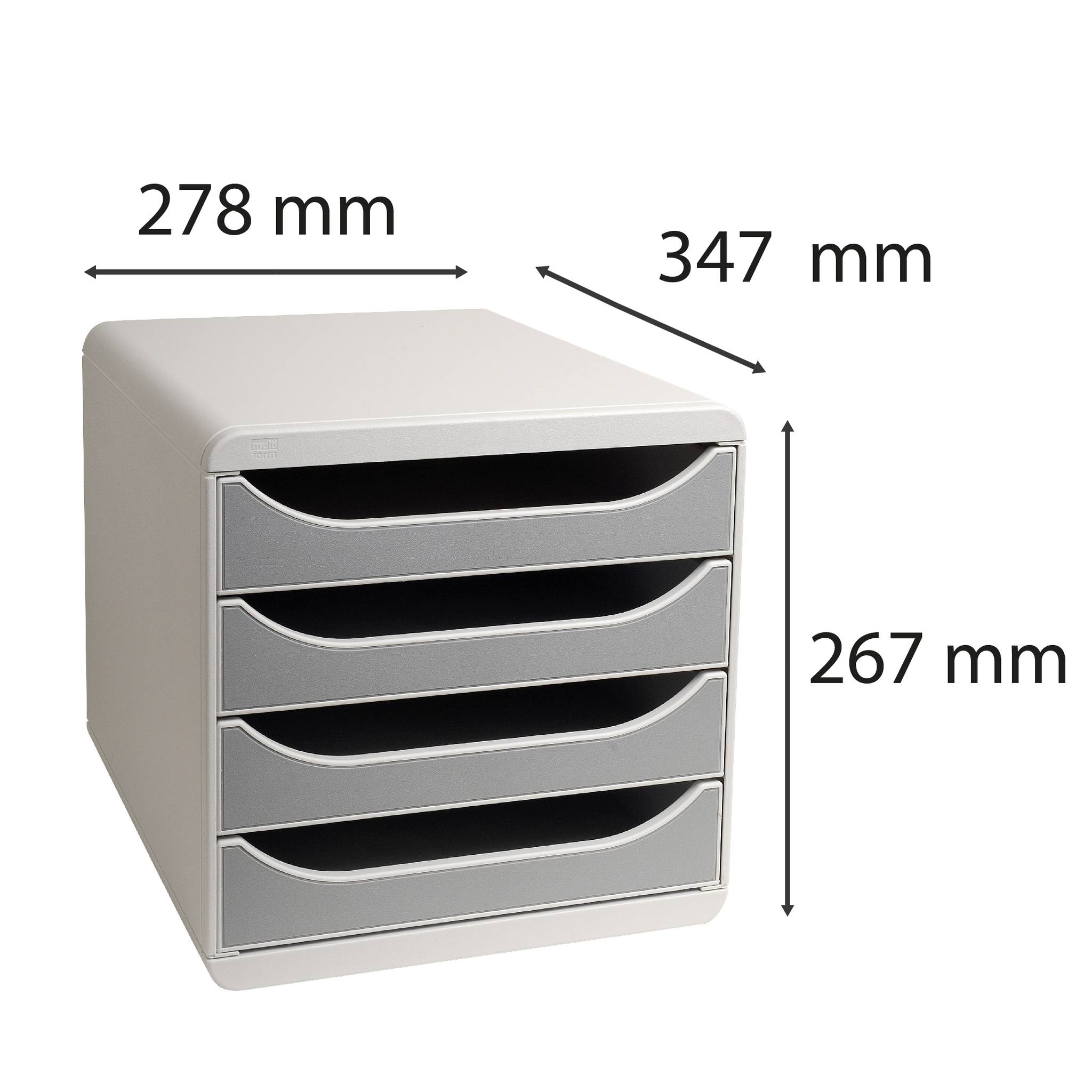 Exacompta Schubladenbox Big Box Plus 4 offene Schubladen Lichtgrau 310041D