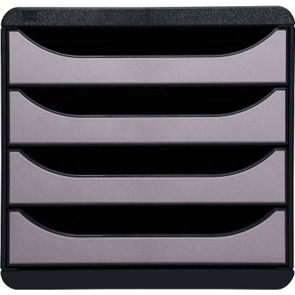 Exacompta Schubladenbox Big Box Plus 4 offene Schubladen Metallic Silber 310438D