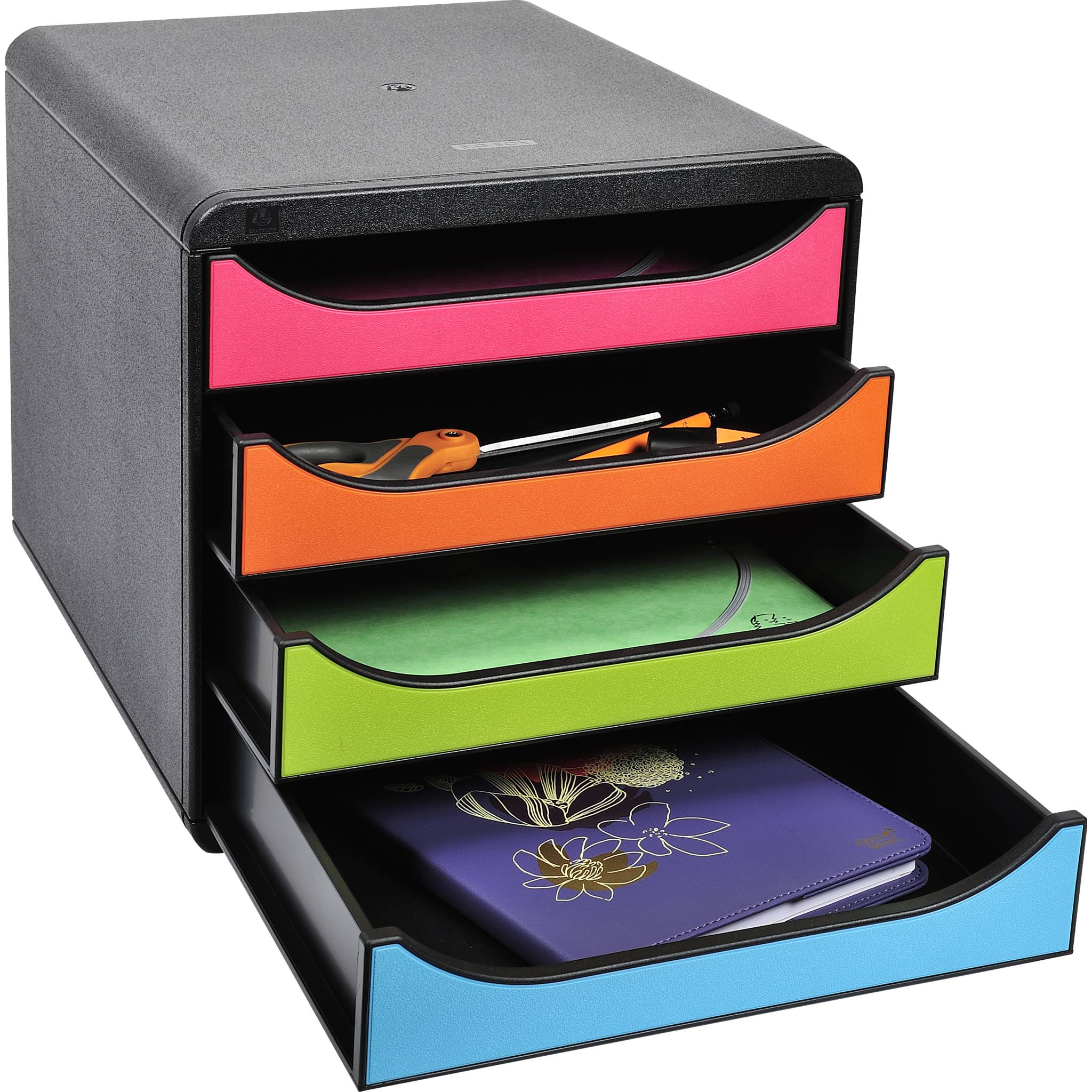 Exacompta Schubladenbox Big Box, 4 offene Schubladen, , Regenbogen, 310498D