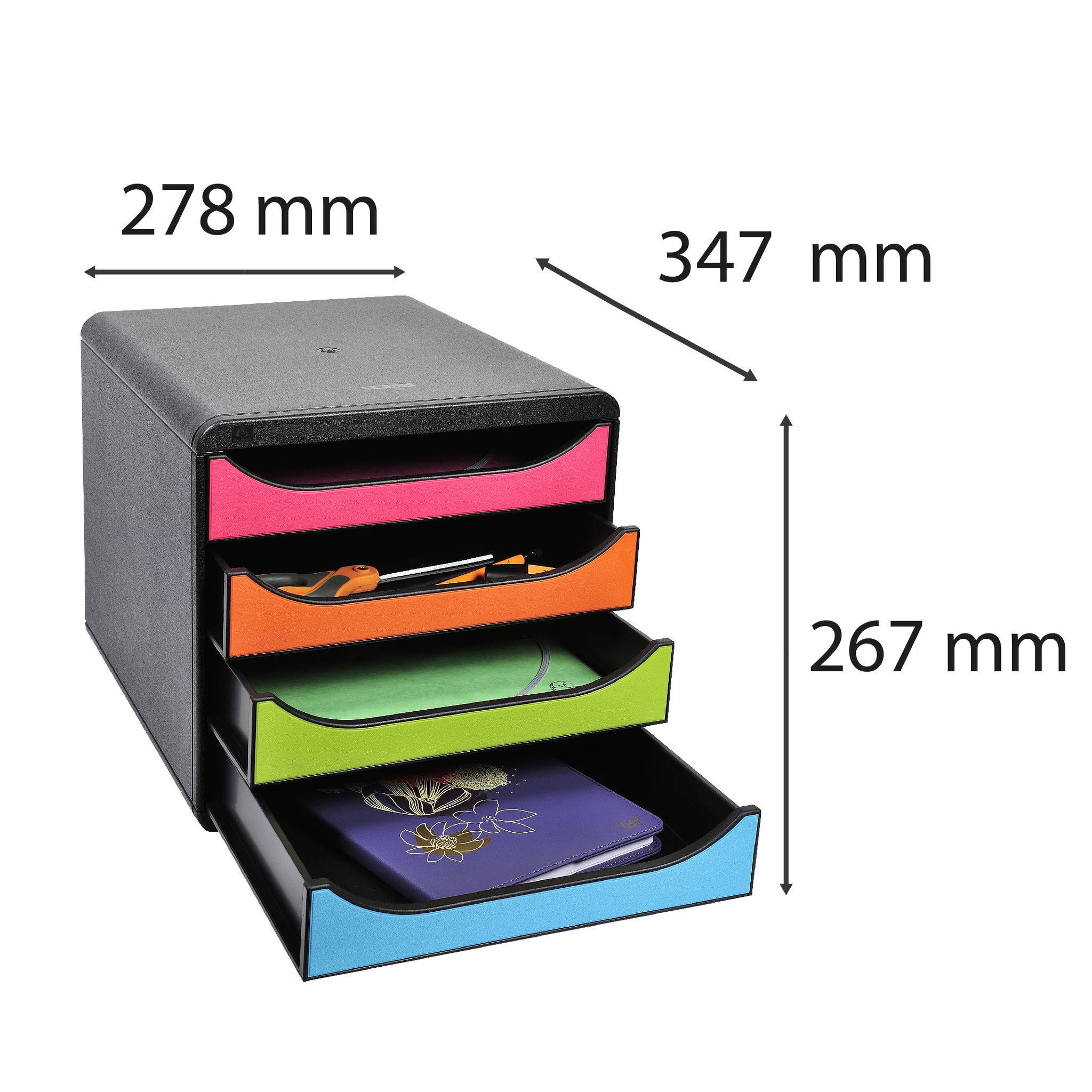 Exacompta Schubladenbox Big Box, 4 offene Schubladen, , Regenbogen, 310498D