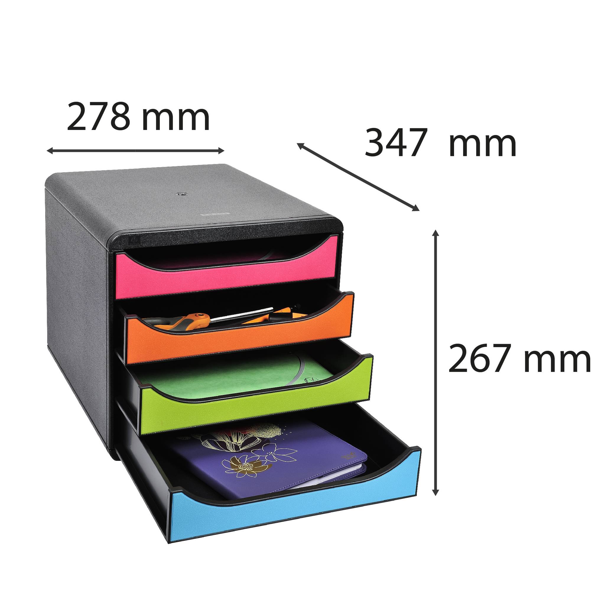 Exacompta Schubladenbox Big Box, 4 offene Schubladen, , Regenbogen, 310498D