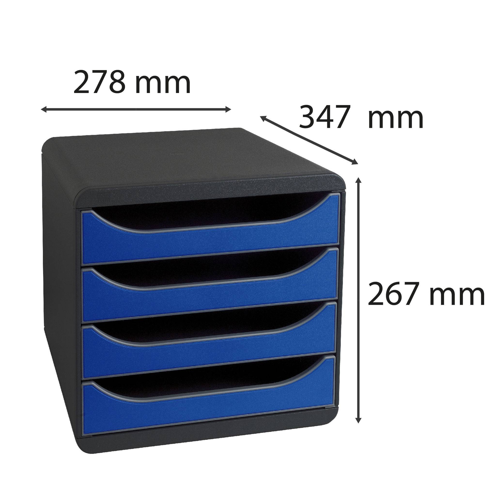 Exacompta Schubladenbox Big Box, 4 offene Schubladen, , Königsblau, 310703D