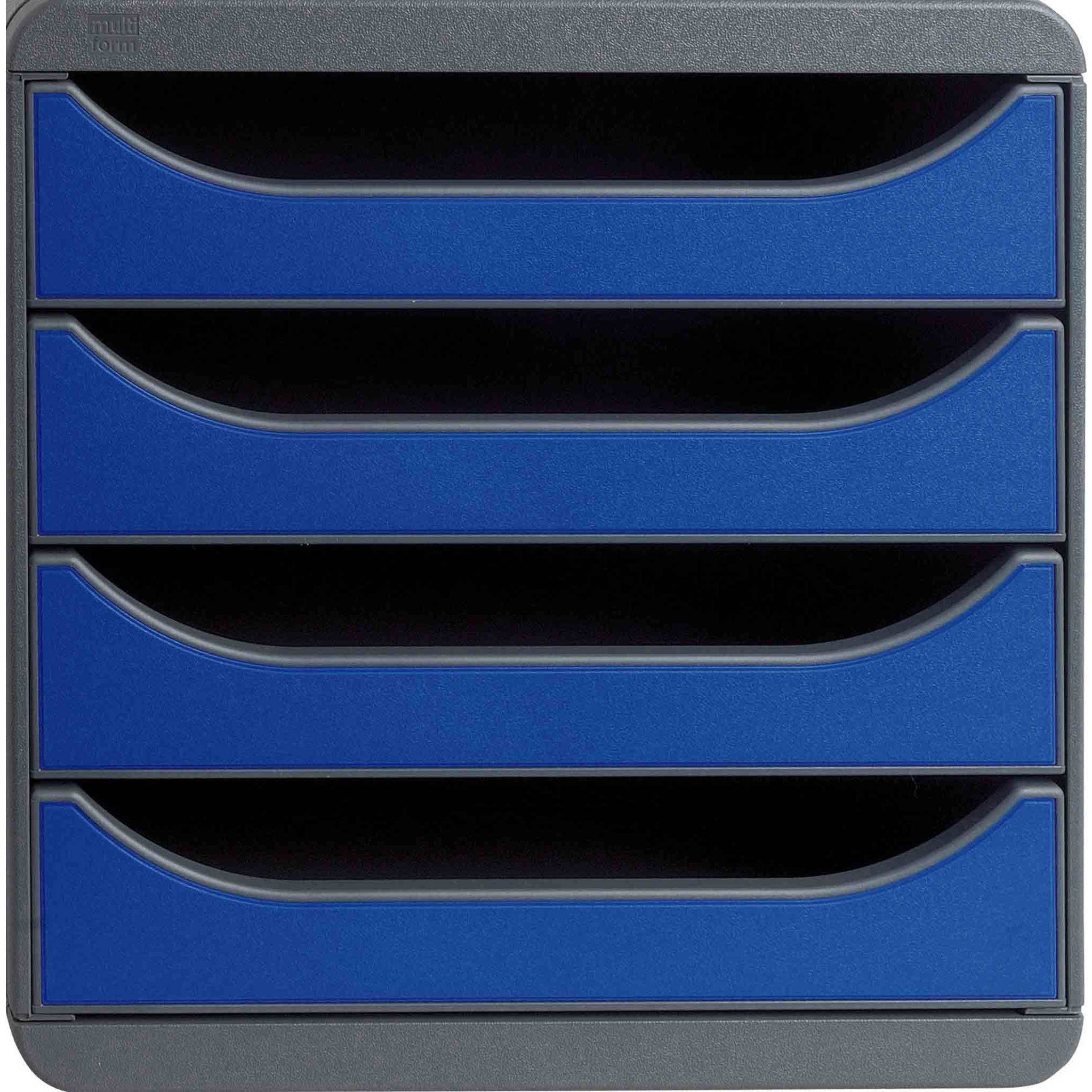 Exacompta Schubladenbox Big Box, 4 offene Schubladen, , Königsblau, 310703D