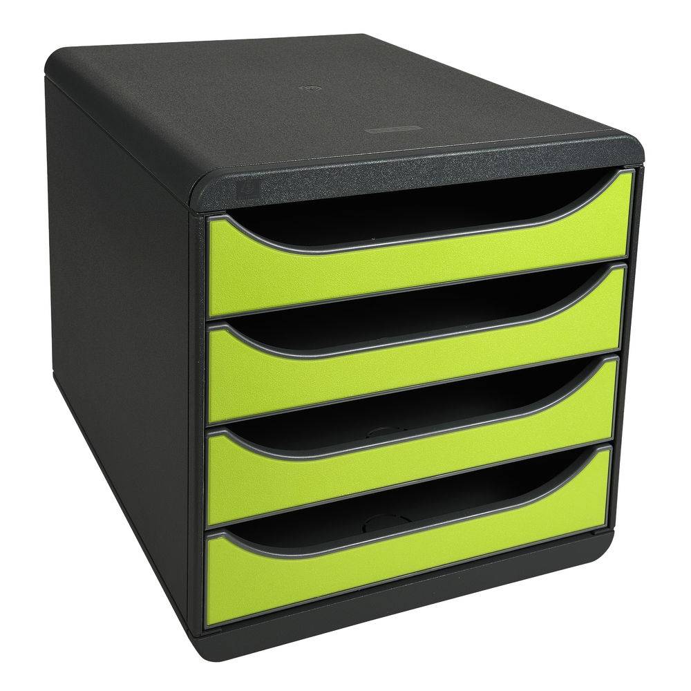 Exacompta Schubladenbox Big Box, 4 offene Schubladen, Iderama, Anisgrün, 310725D