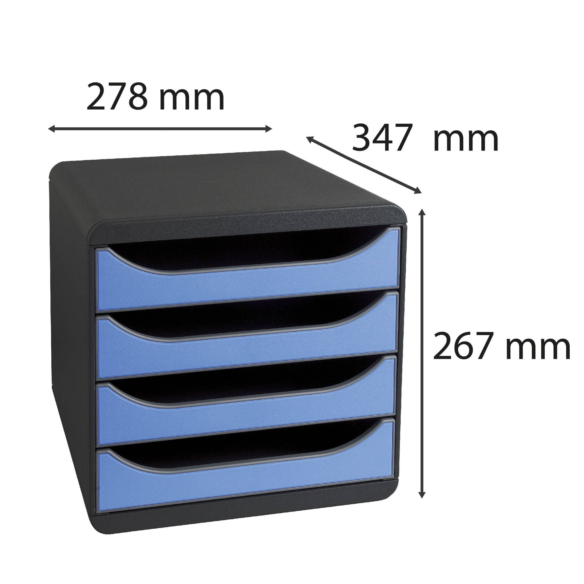 Exacompta Schubladenbox Big Box, 4 offene Schubladen, Iderama, Eisblau, 310779D