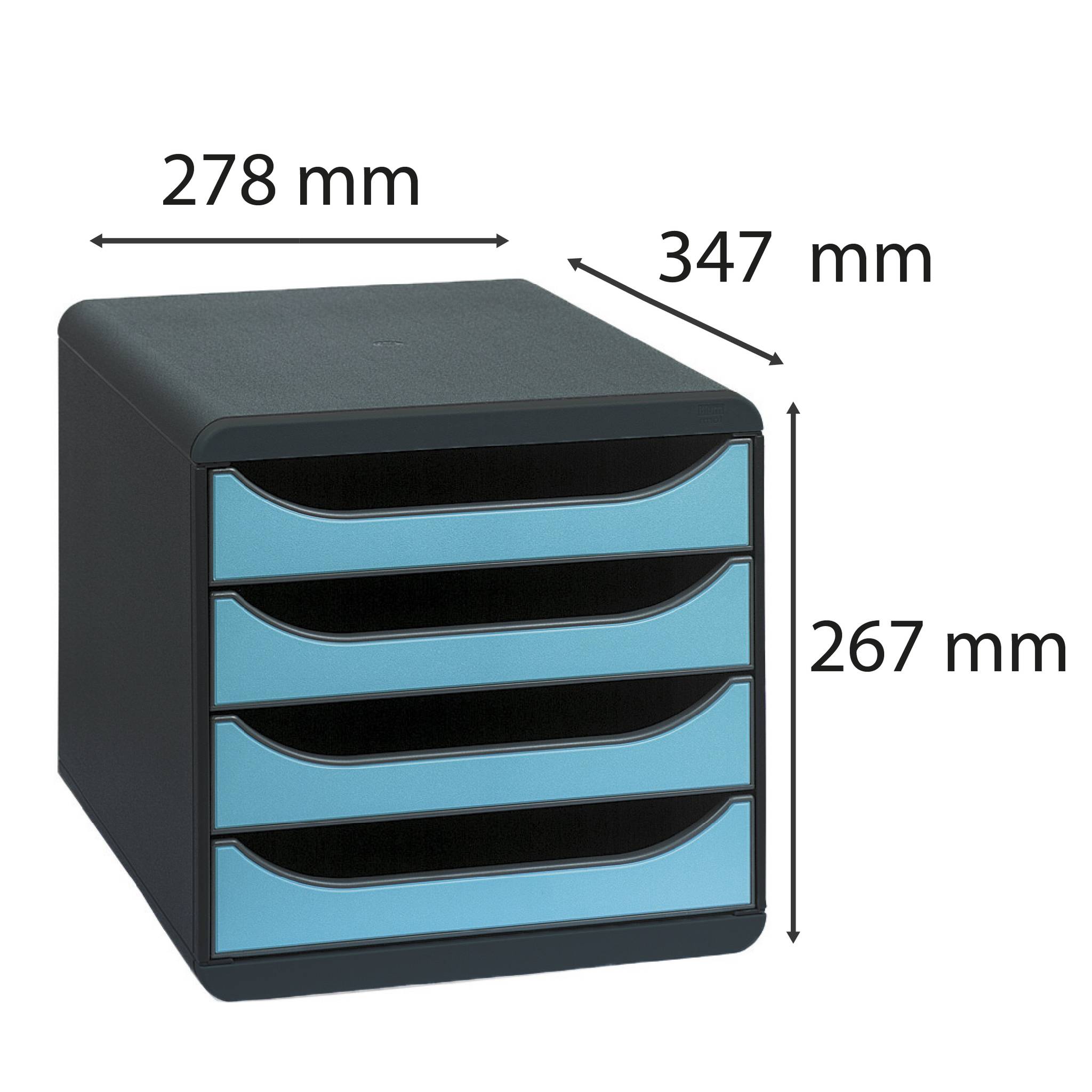 Exacompta Schubladenbox Big Box, 4 offene Schubladen, Iderama - Türkis - 310782D