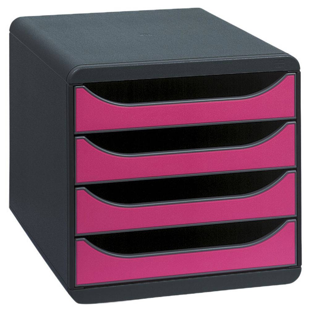 Exacompta Schubladenbox Big Box, 4 offene Schubladen, , Himbeerfarben, 310784D