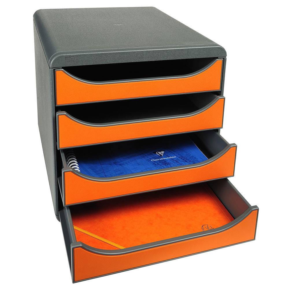 Exacompta Schubladenbox Big Box, 4 offene Schubladen, Iderama - Orange - 310788D