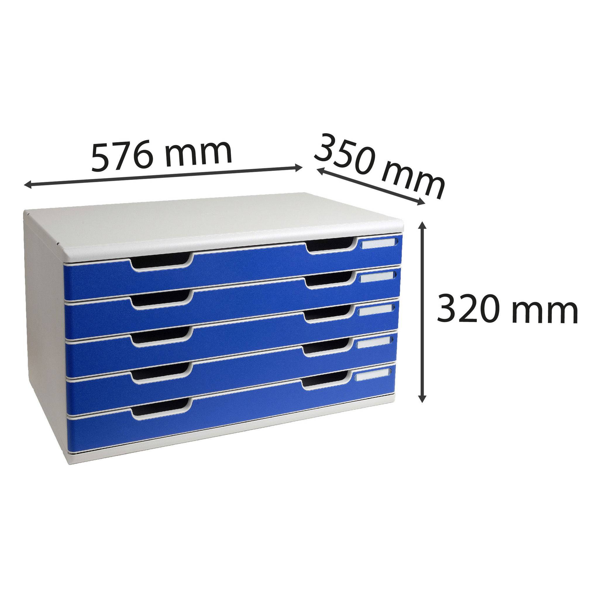 Exacompta Schubladenbox MODULO A3, 5 geschlossene Laden - Blau - 322003D