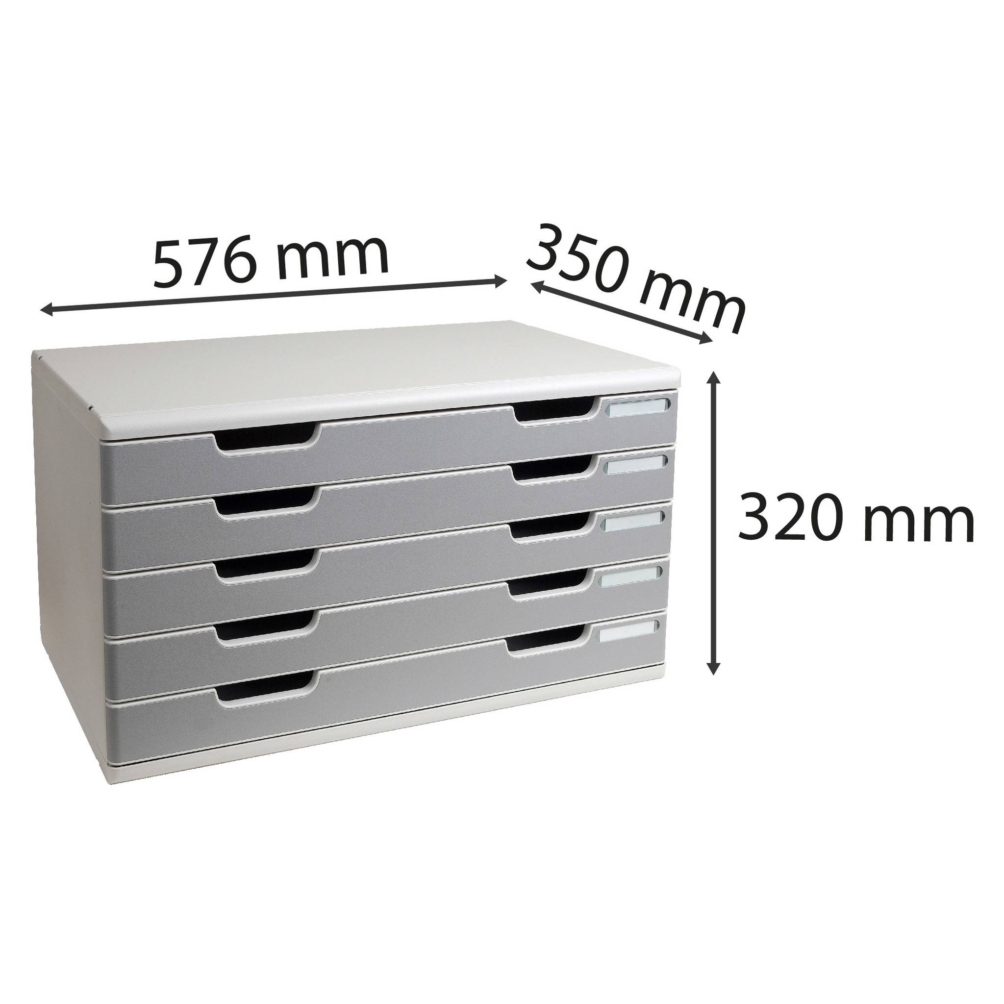 Exacompta Schubladenbox MODULO A3, 5 geschlossene Laden - Steingrau - 322041D