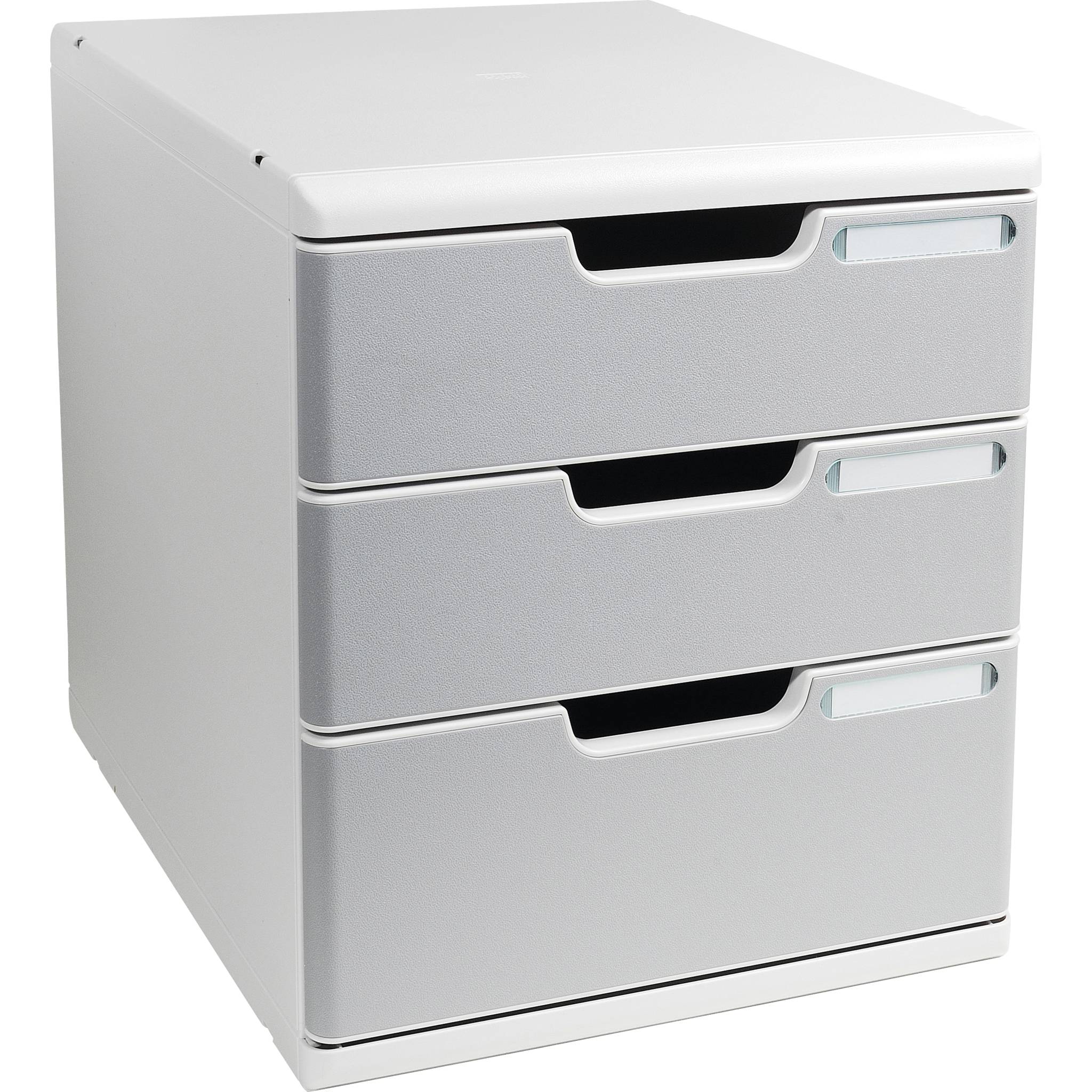 Exacompta Schubladenbox MODULO A4, 3 geschlossene Schubladen, Steingrau, 325041D