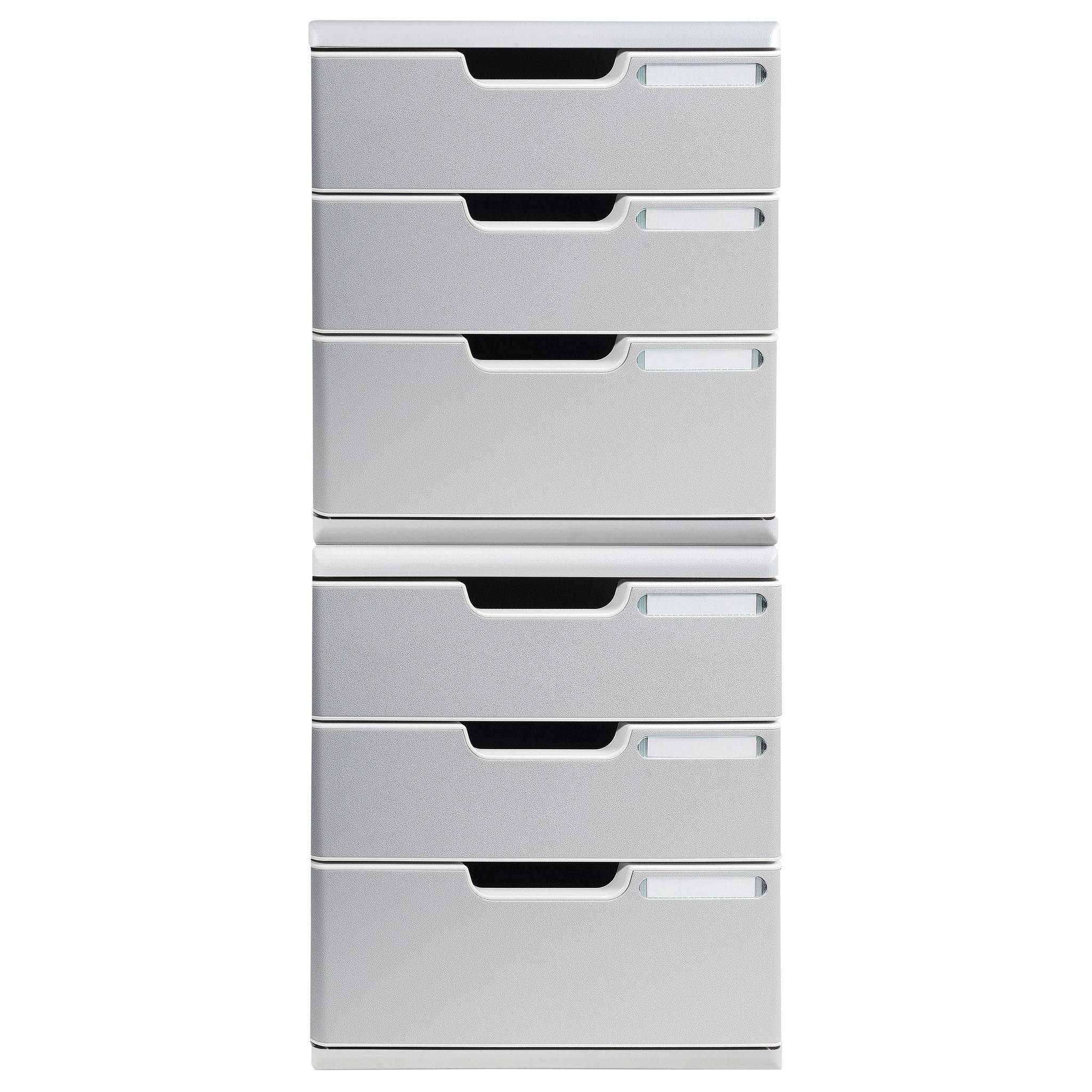 Exacompta Schubladenbox MODULO A4, 3 geschlossene Schubladen, Steingrau, 325041D