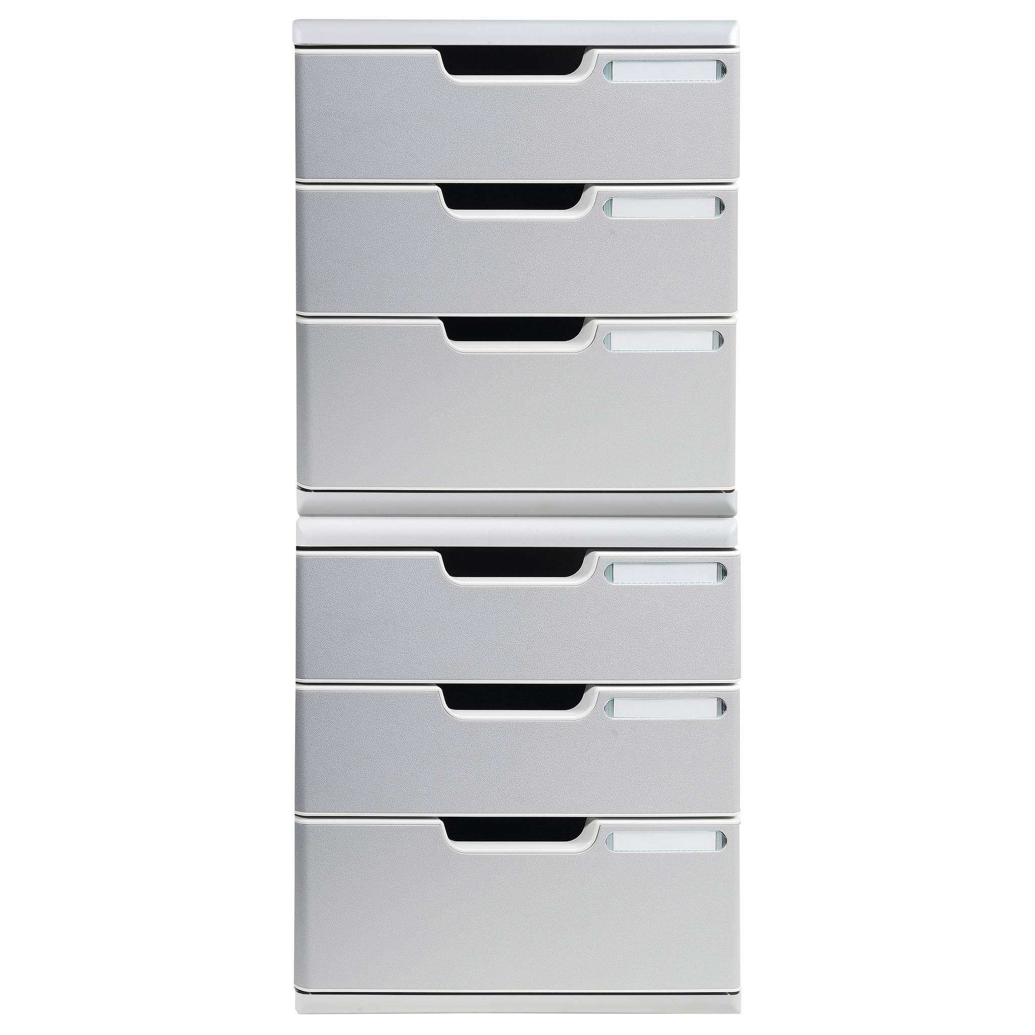 Exacompta Schubladenbox MODULO A4, 3 geschlossene Schubladen, Steingrau, 325041D