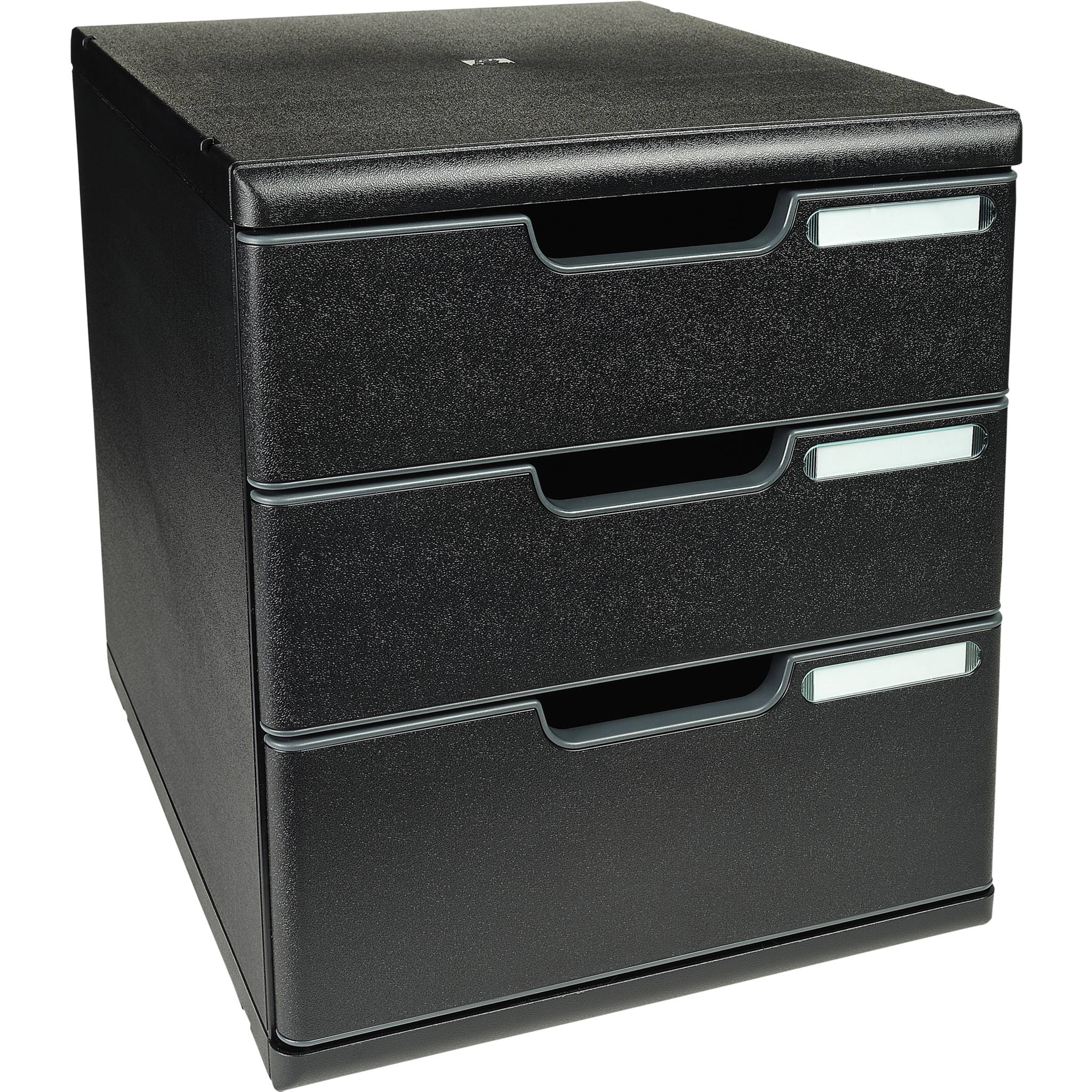 Exacompta Schubladenbox MODULO A4, 3 geschlossene Schubladen - Schwarz - 325414D