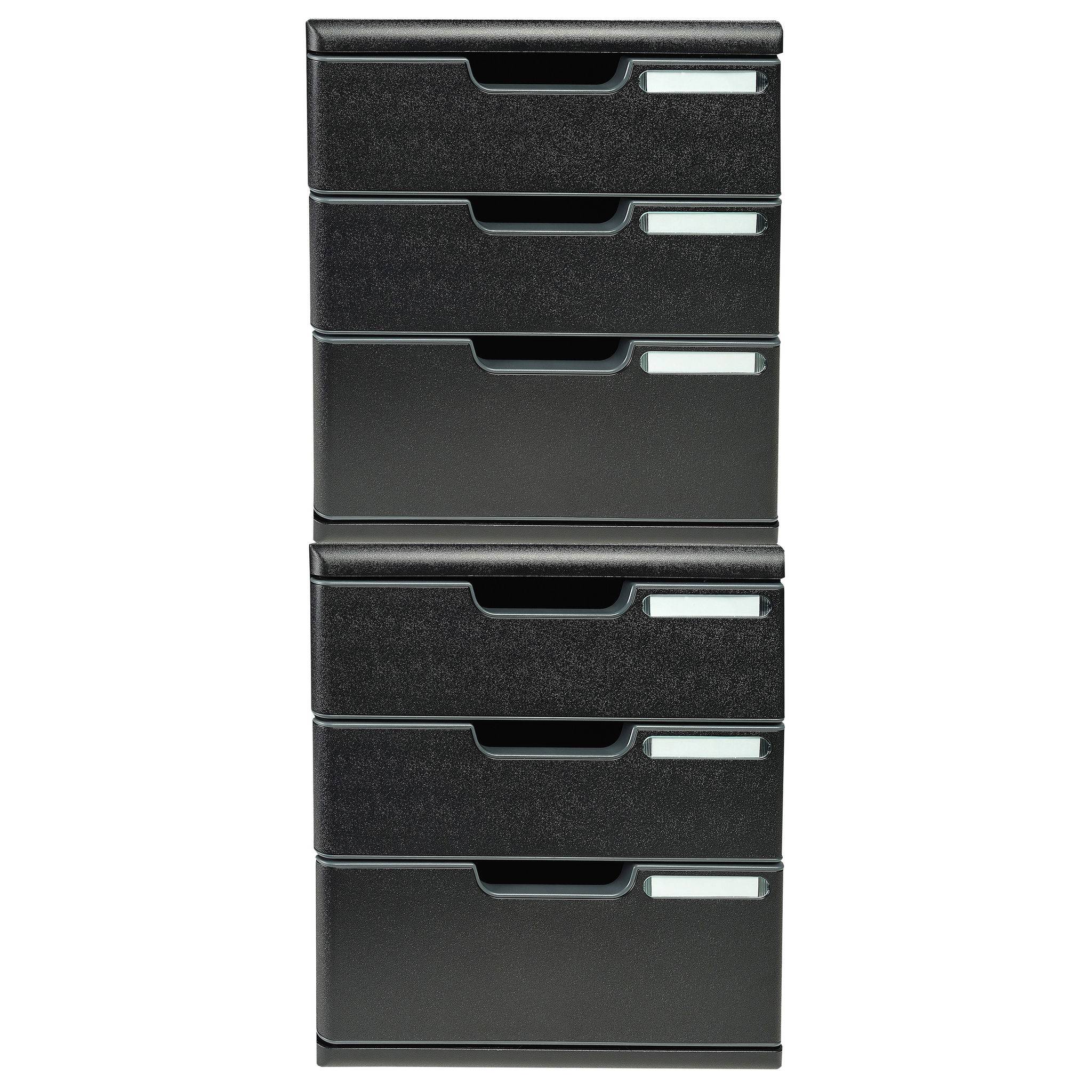 Exacompta Schubladenbox MODULO A4, 3 geschlossene Schubladen - Schwarz - 325414D