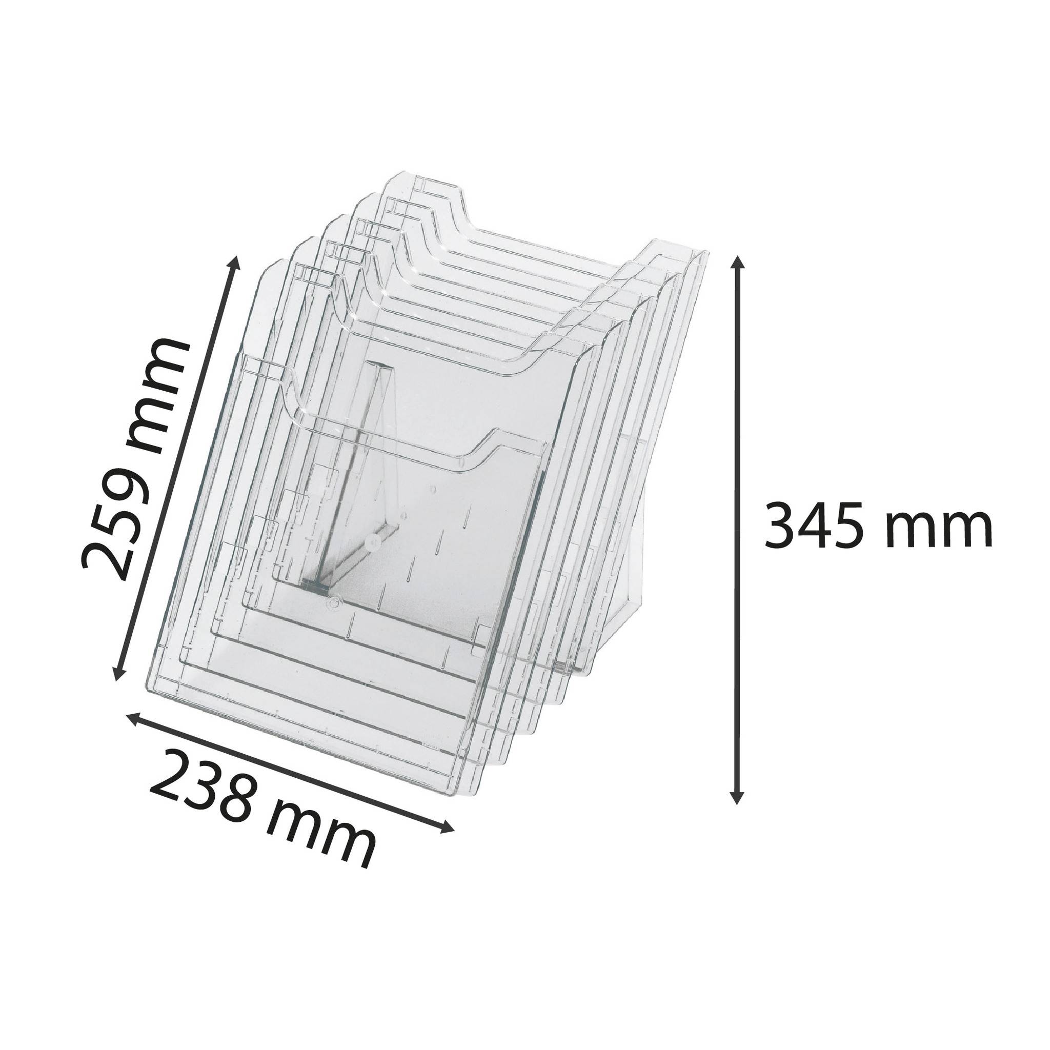 Exacompta 60258D Tischprospektständer für A4, 5 Fächer, Exacryl - Kristall