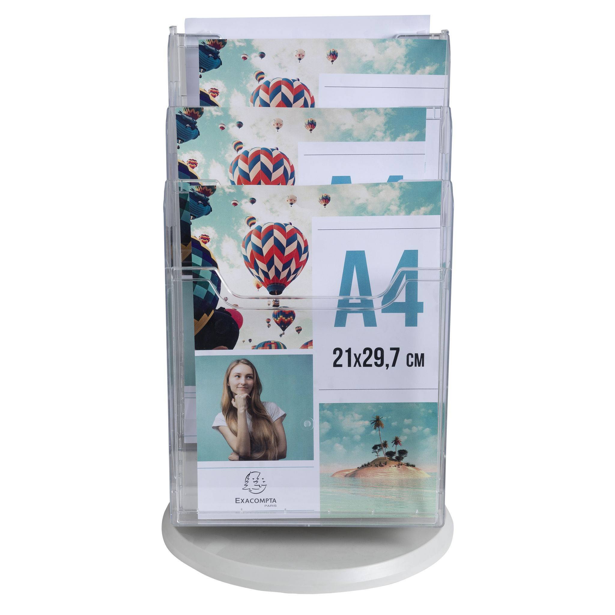 Exacompta Tischprospekthalter Drehständer 6 Fächer A4 315x315x465 cm 60558D