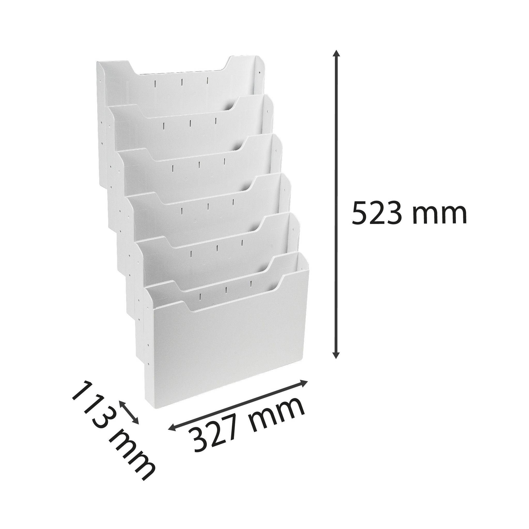 Exacompta Wandprospektständer horizontal 6 Fächer A4 Lichtgrau 63240D
