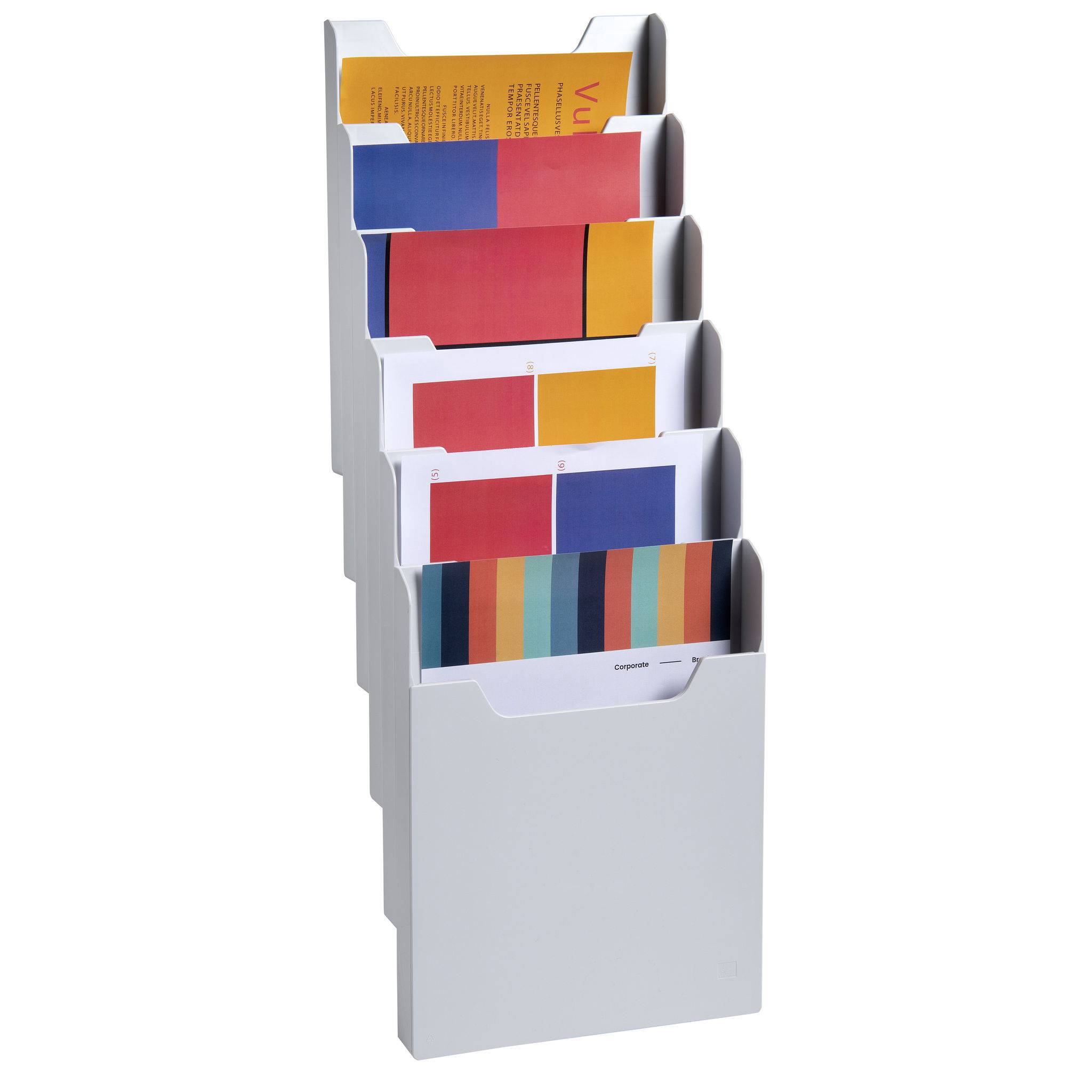 Exacompta Wandprospektständer vertikal 6 Fächer A4 Lichtgrau 63740D