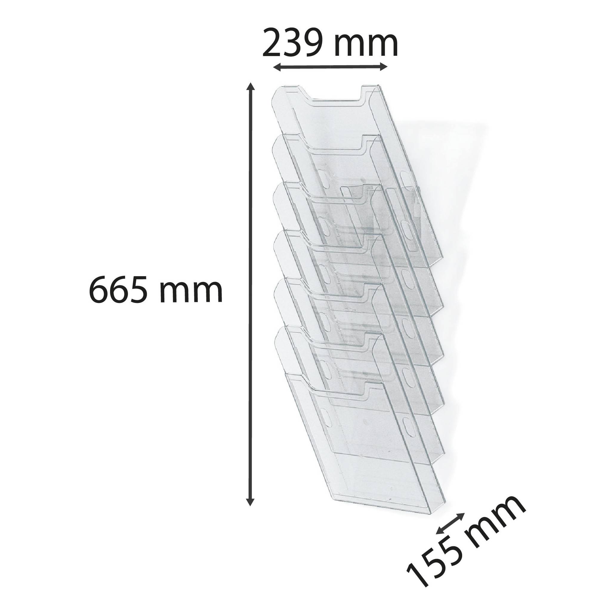Exacompta modulierbarer Wandprospektständer vertikal 6 Fächer A4 Kristall 64758D
