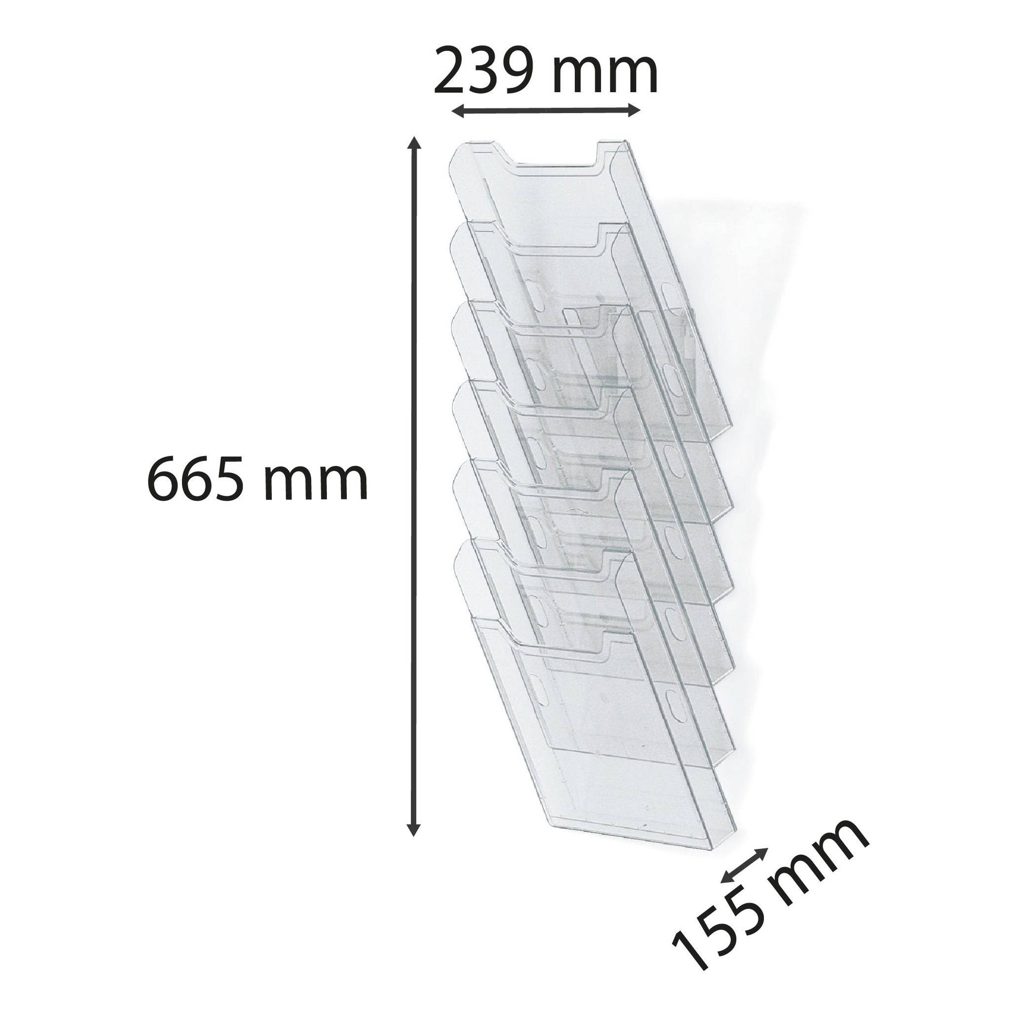 Exacompta modulierbarer Wandprospektständer vertikal 6 Fächer A4 Kristall 64758D