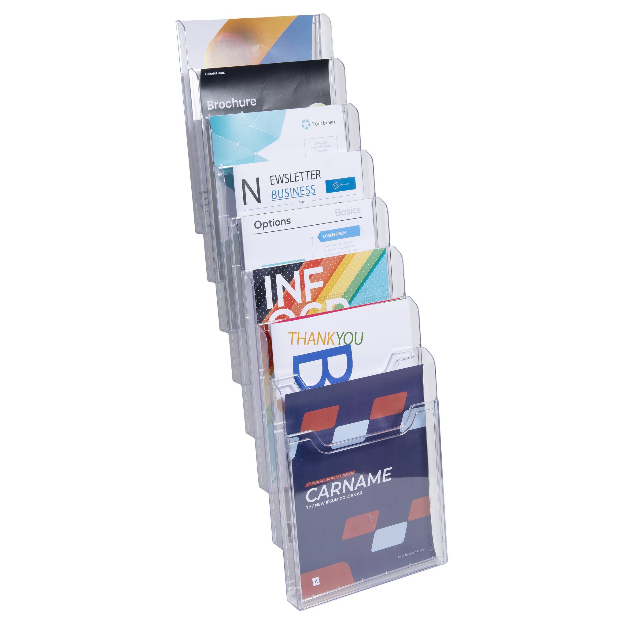 Exacompta modulierbarer Wandprospektständer vertikal 8 Fächer A4 Kristall 64858D