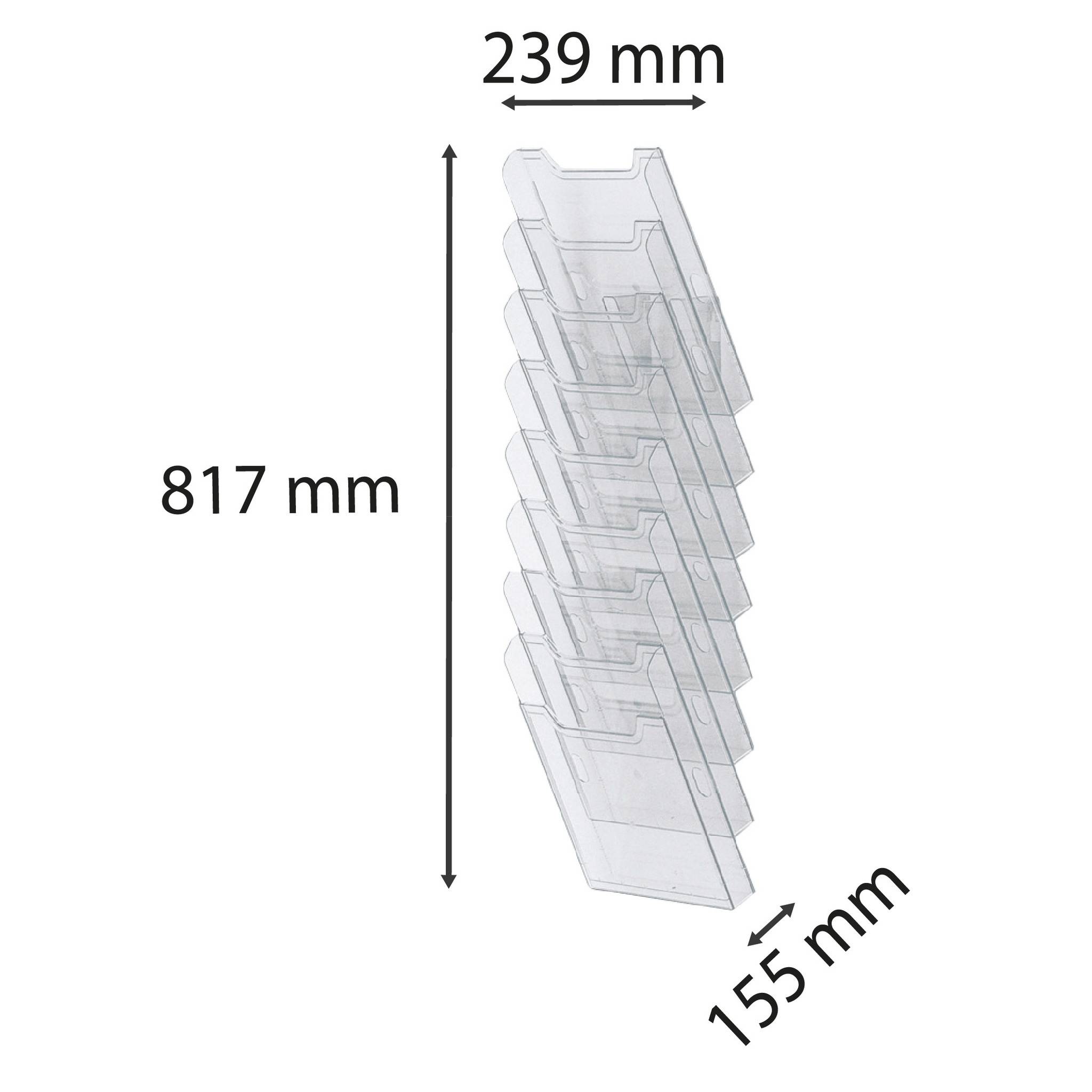 Exacompta modulierbarer Wandprospektständer vertikal 8 Fächer A4 Kristall 64858D