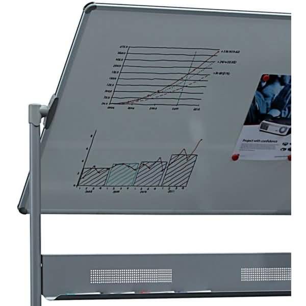 Dreh-Magnettafel Classic Mobil Stahl Aluminiumrahmen 150x120cm weiß