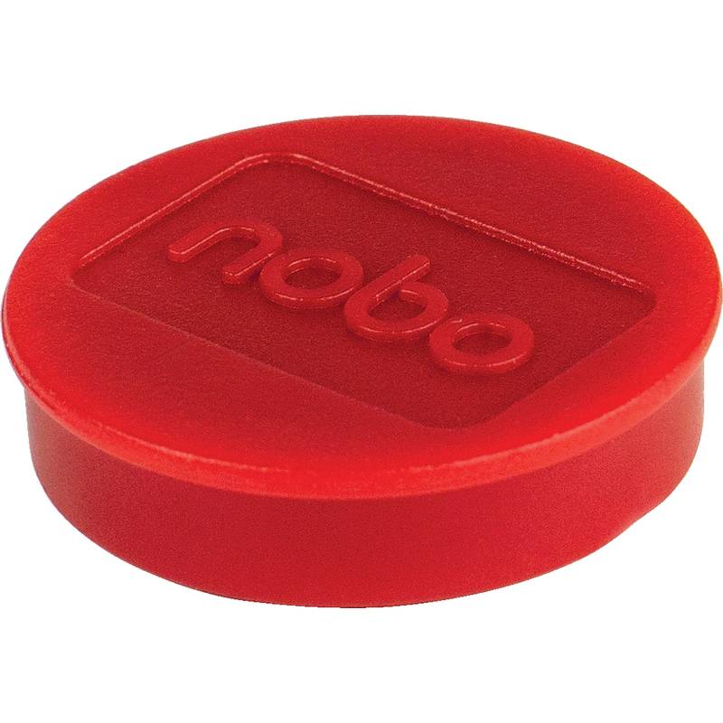 nobo Haftmagnet, rund, Durchmesser 30 mm, rot, 4er Blister