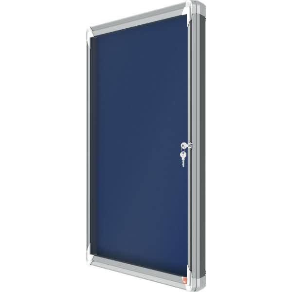 Schaukasten Innenbereich Filz Tür Sicherheitsglas 6xA4 blau