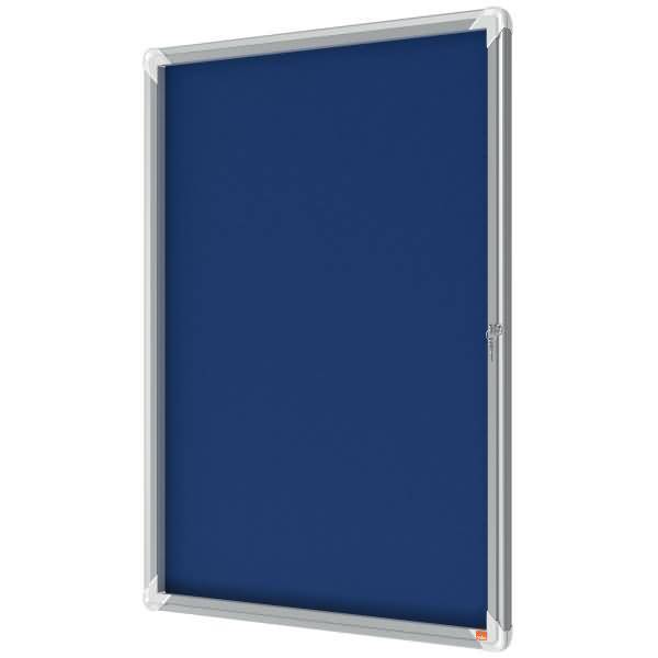 Schaukasten Innenbereich Filz Tür Sicherheitsglas 9xA4 blau