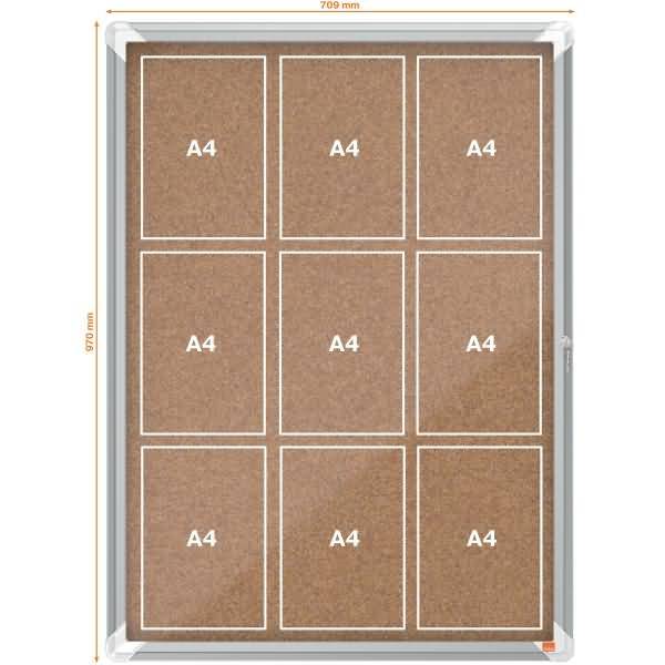 Schaukasten Innenbereich Kork Tür Sicherheitsglas 9xA4 kork