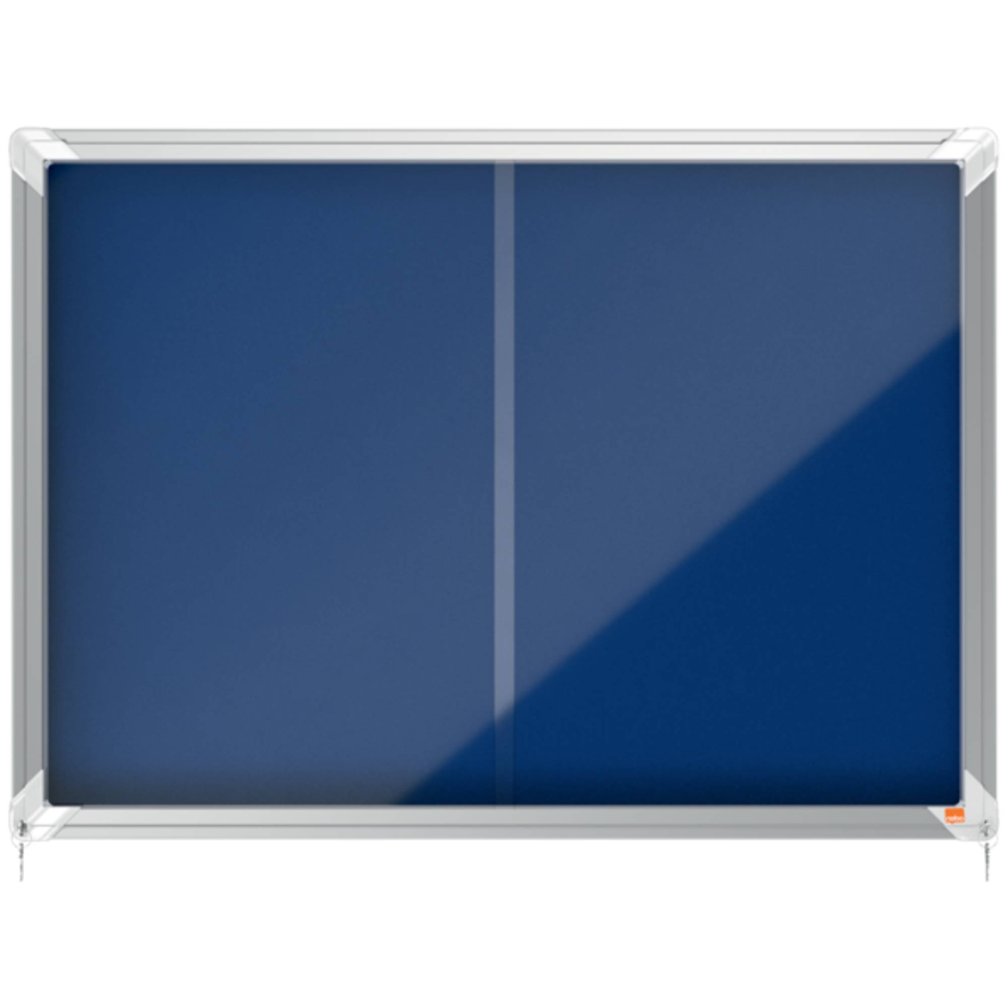 Blaue Pinnwand mit weißem Rahmen, geeignet zum Aufhängen von Notizen und Ankündigungen.