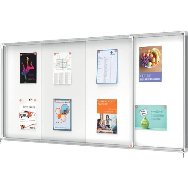 Schaukasten Innenbereich magnetisch Schiebetür Sicherheitsglas 27xA4,weiß