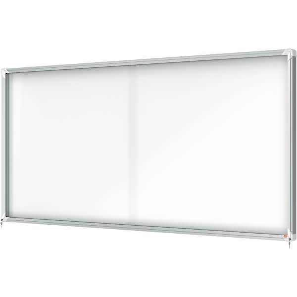 Schaukasten Innenbereich magnetisch Schiebetür Sicherheitsglas 27xA4,weiß