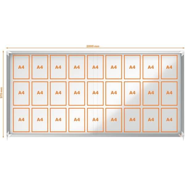 Schaukasten Innenbereich magnetisch Schiebetür Sicherheitsglas 27xA4,weiß