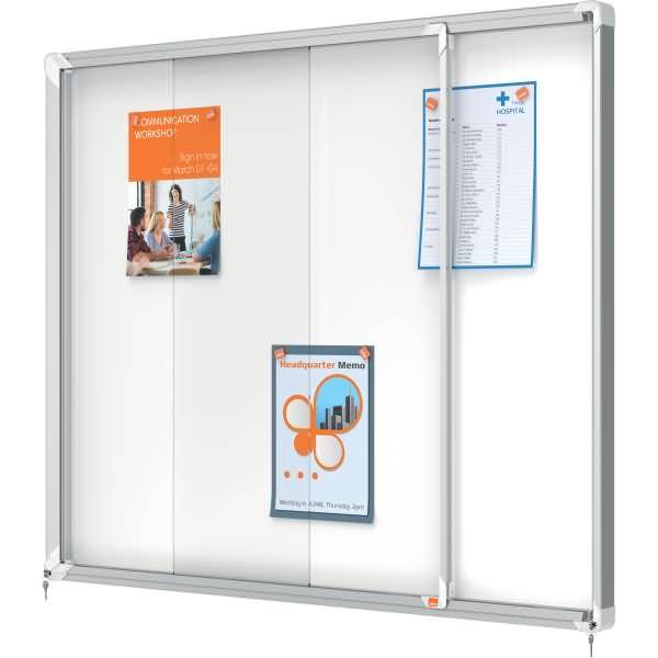 Schaukasten Innenbereich magnetisch Schiebetür Sicherheitsglas 15xA4,weiß