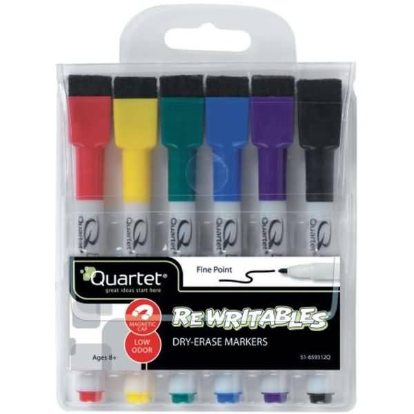 Mini Marker magnethaftend trocken abwischbar 6 Stück sortiert