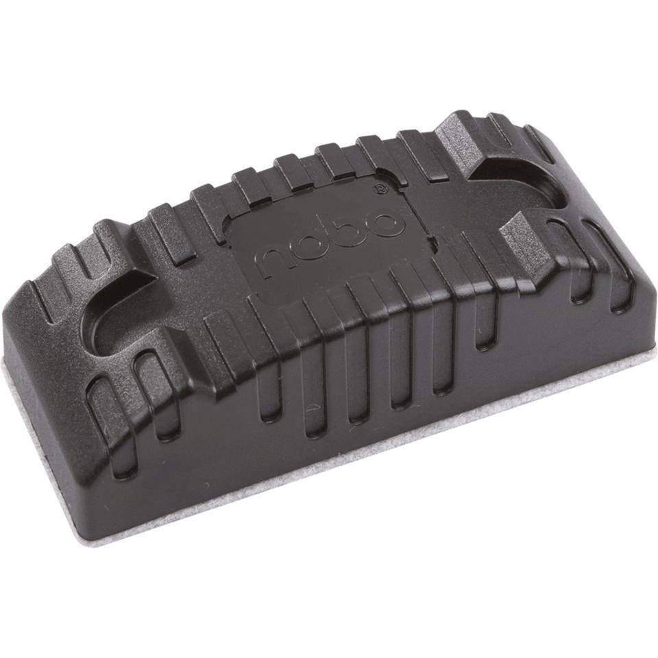 nobo Tafelwischer, magnetisch, schwarz, Kunststoff, Löschfilztuch auswechselbar