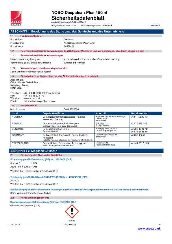 Nobo Reinigungsschaum 34538408 Whiteorad 150ml